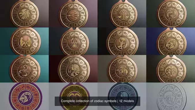 Complete collection of zodiac symbols 
