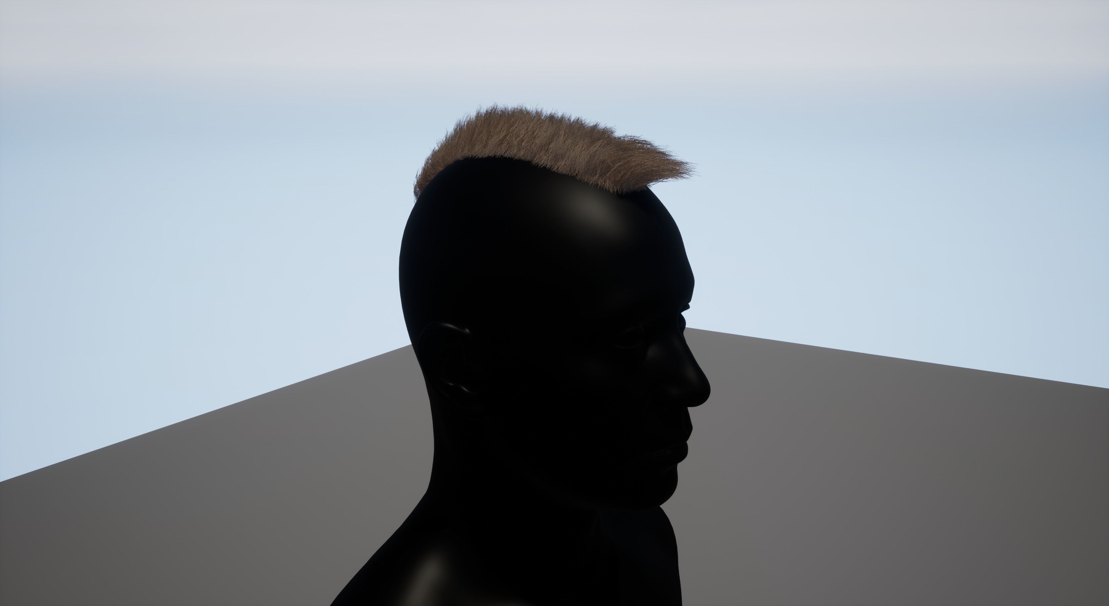 Real time mohawk hair 2 Low-poly 3D model_5