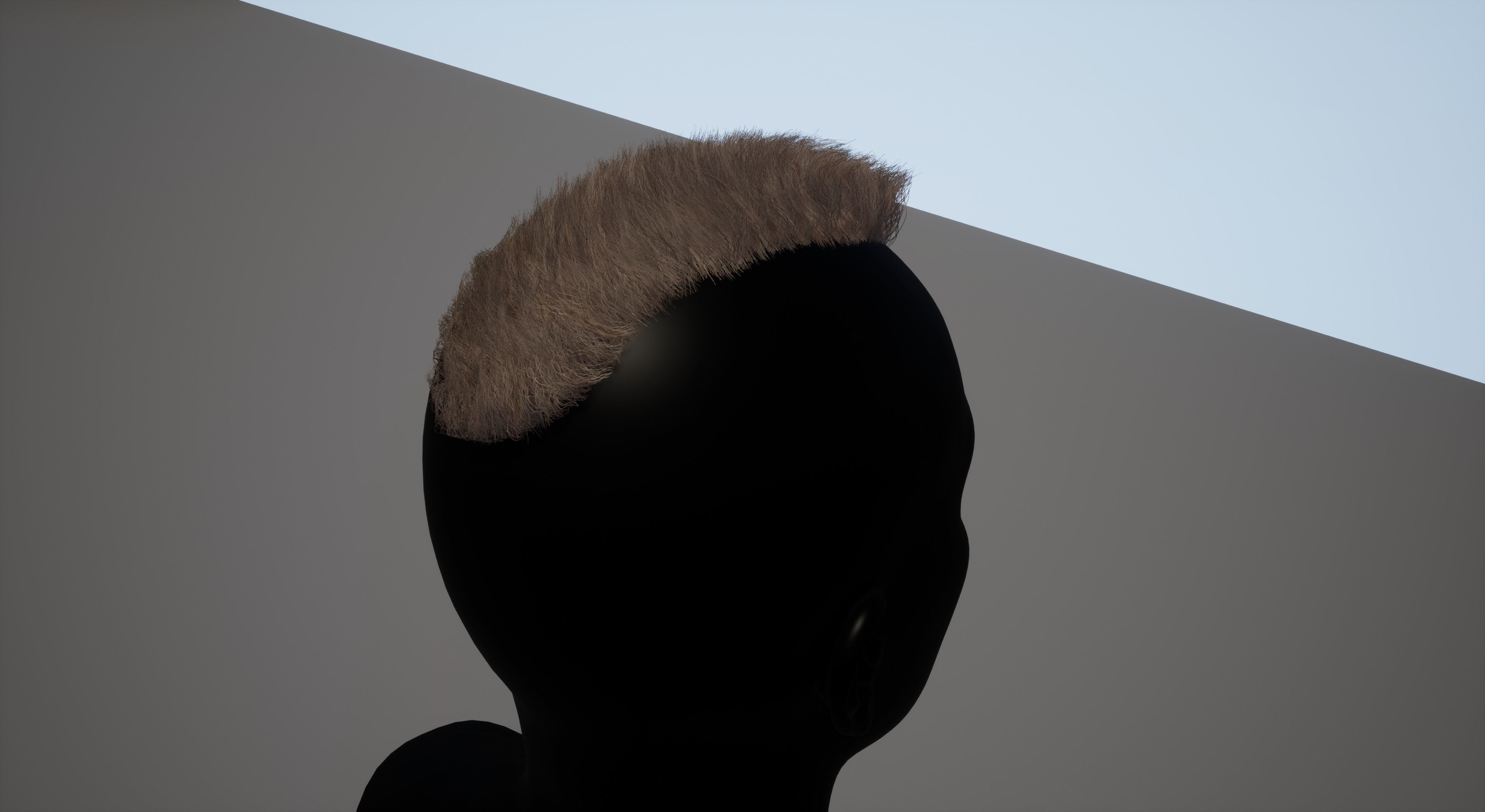 Real time mohawk hair 2 Low-poly 3D model_6