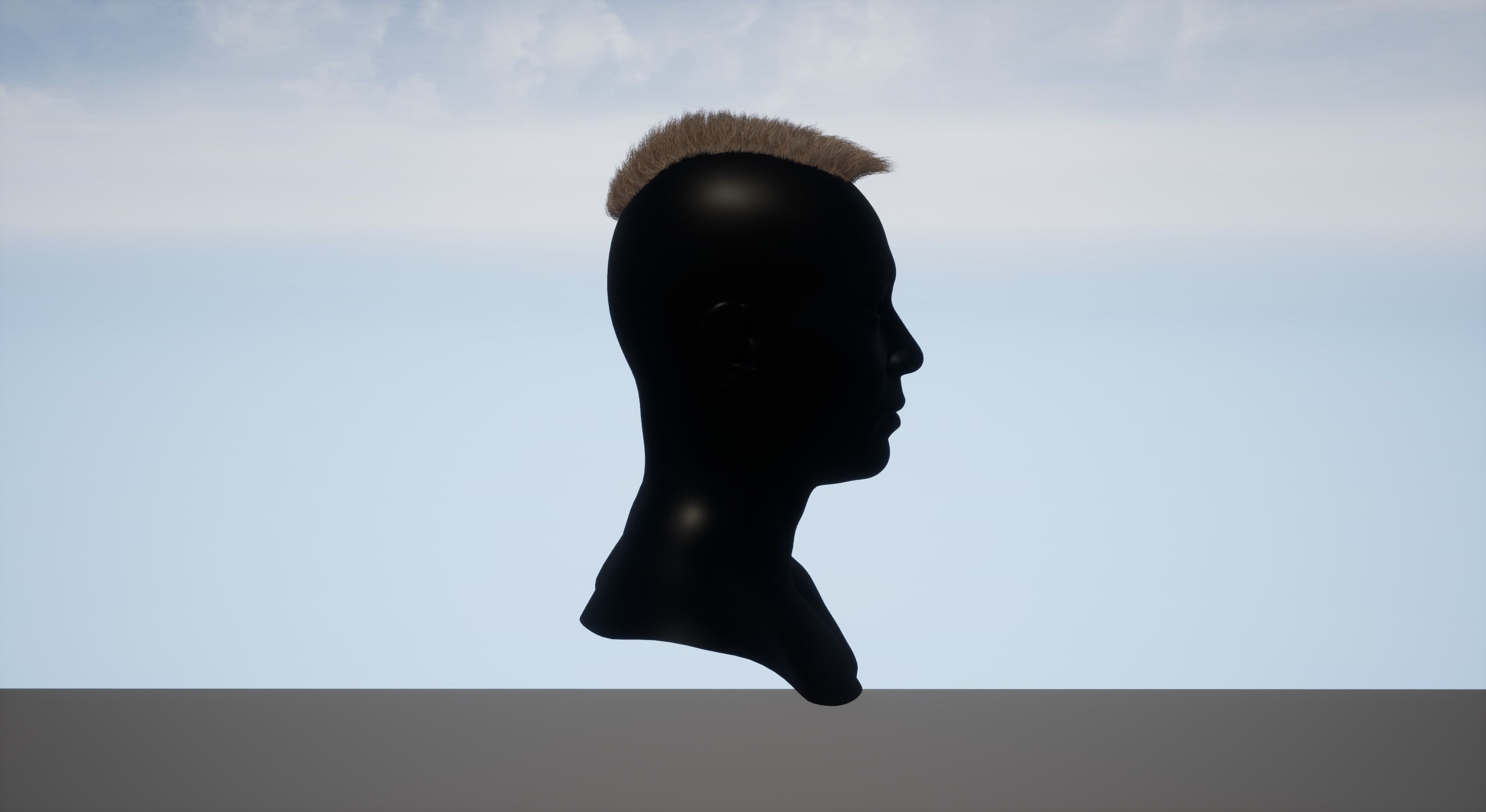 Real time mohawk hair 2 Low-poly 3D model_3