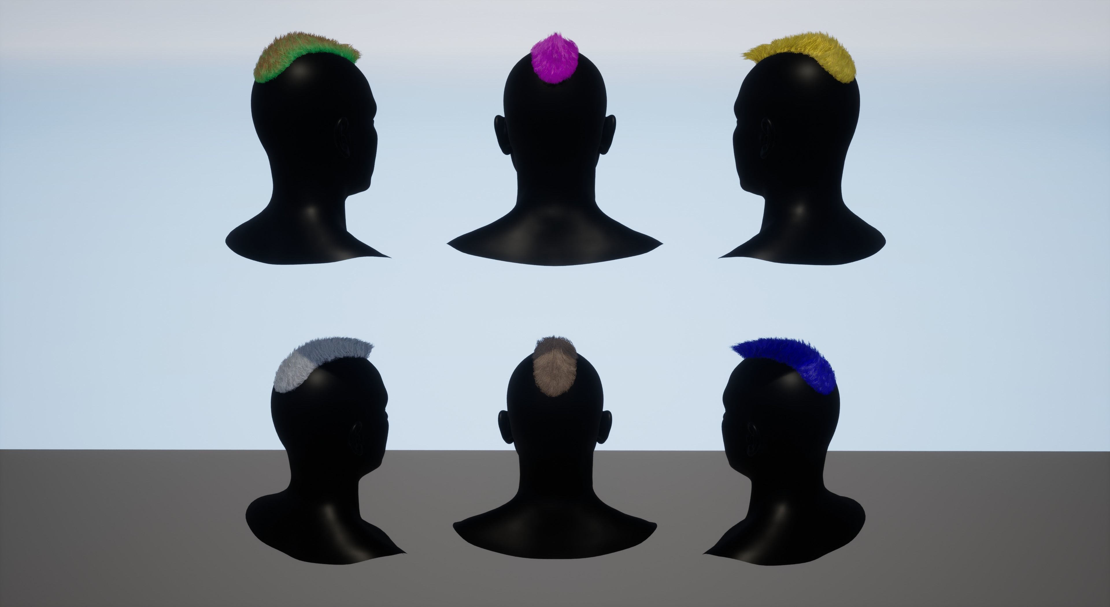 Real time mohawk hair 2 Low-poly 3D model_1