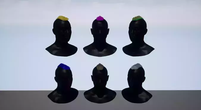 Real time mohawk hair 2 Low-poly 3D model