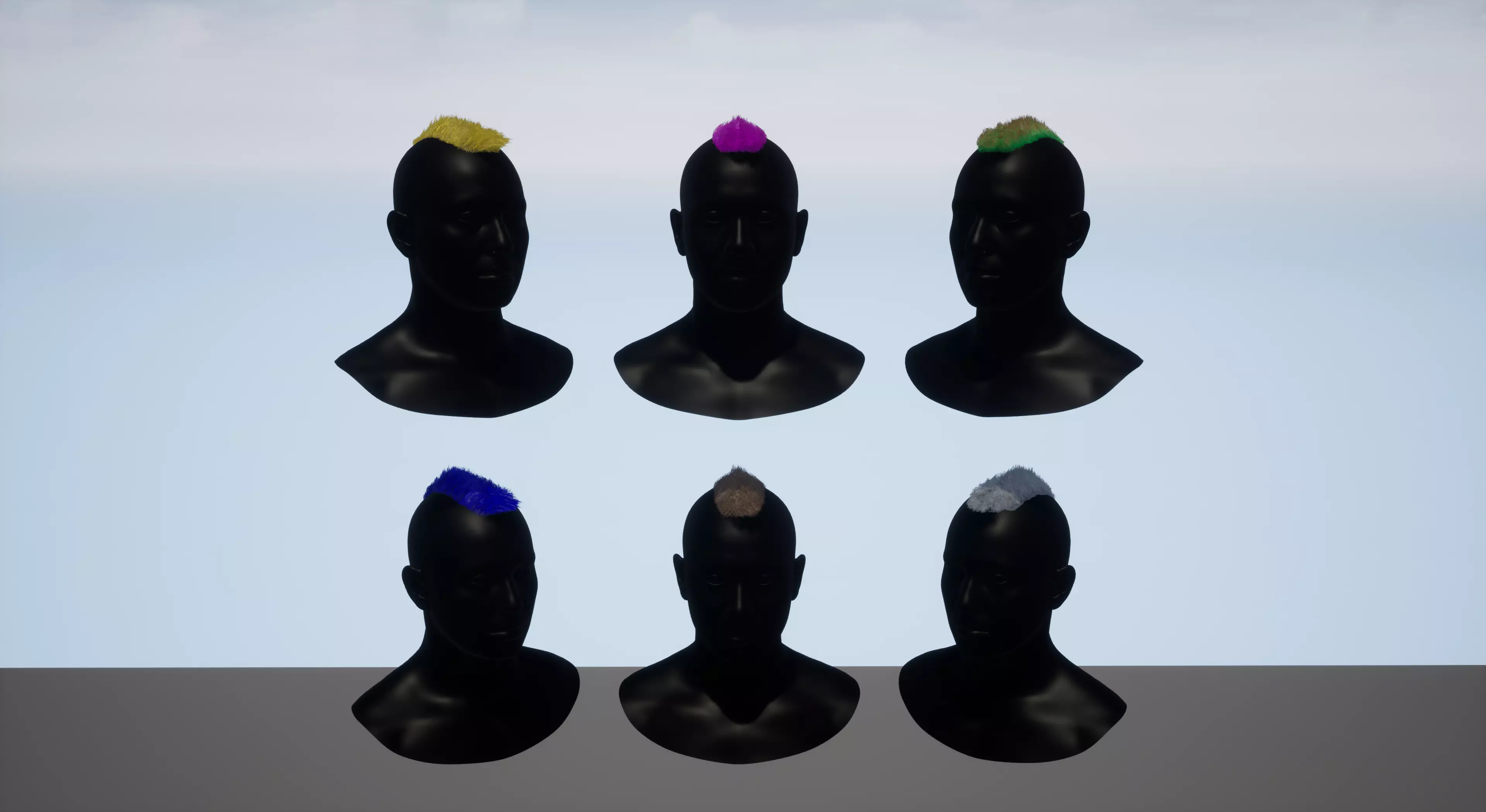 Real time mohawk hair 2 Low-poly 3D model_0