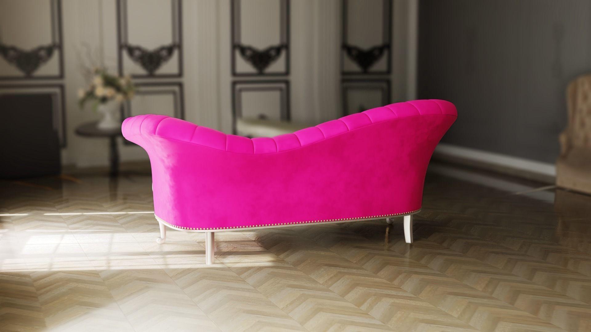 Furniture Sofa Chaise Lounge Low-poly 3D model_2