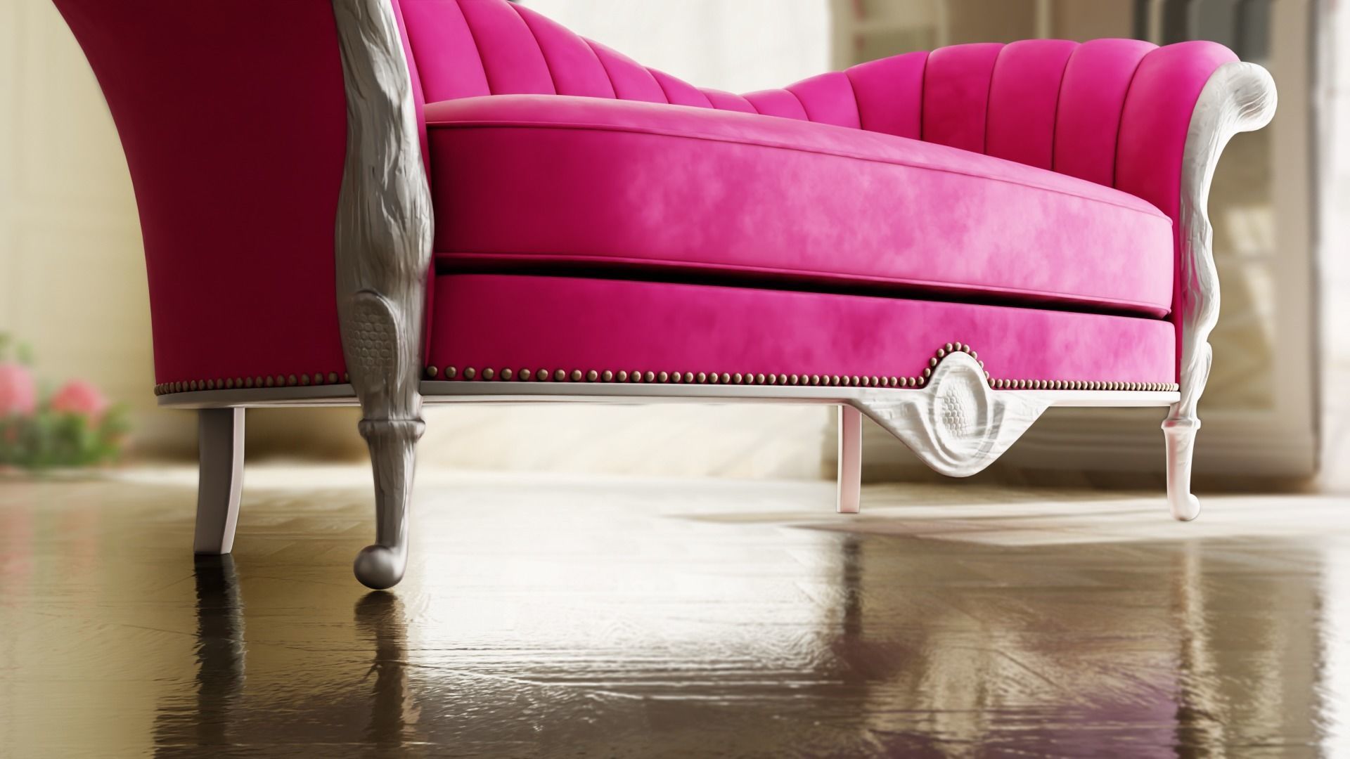 Furniture Sofa Chaise Lounge Low-poly 3D model_4