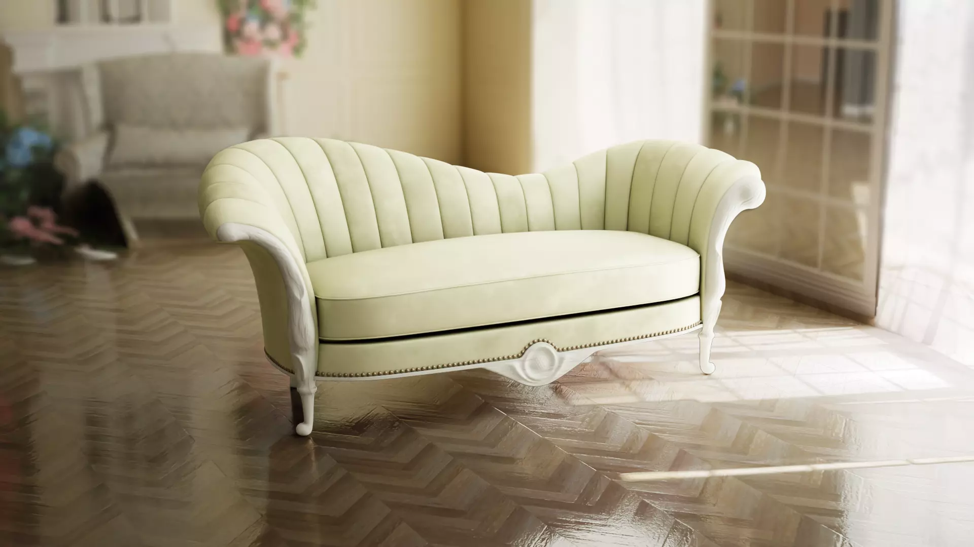Furniture Sofa Chaise Lounge Low-poly 3D model_0