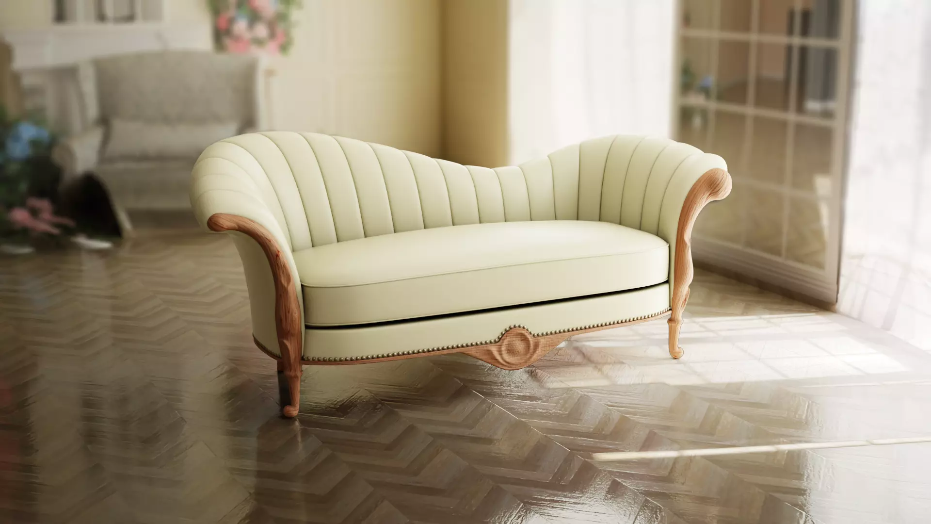 Furniture Sofa Chaise Lounge Low-poly 3D model_0
