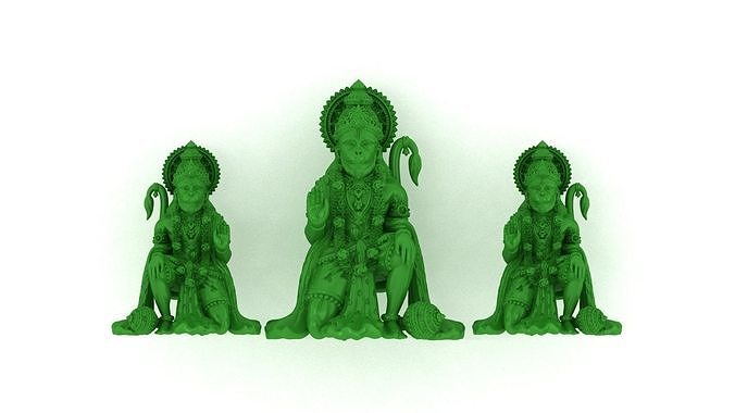 HANUMAN SITTING ASHIRBAD 2 SOLID 3D print model