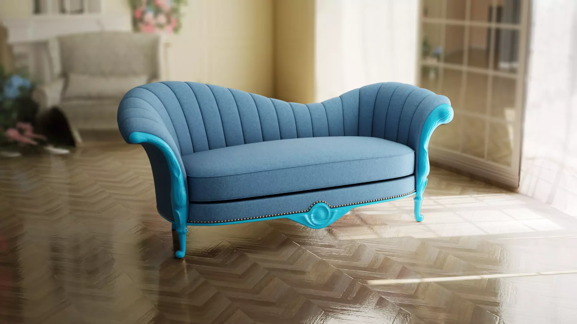 Furniture Sofa Chaise Lounge Low-poly 3D model_0
