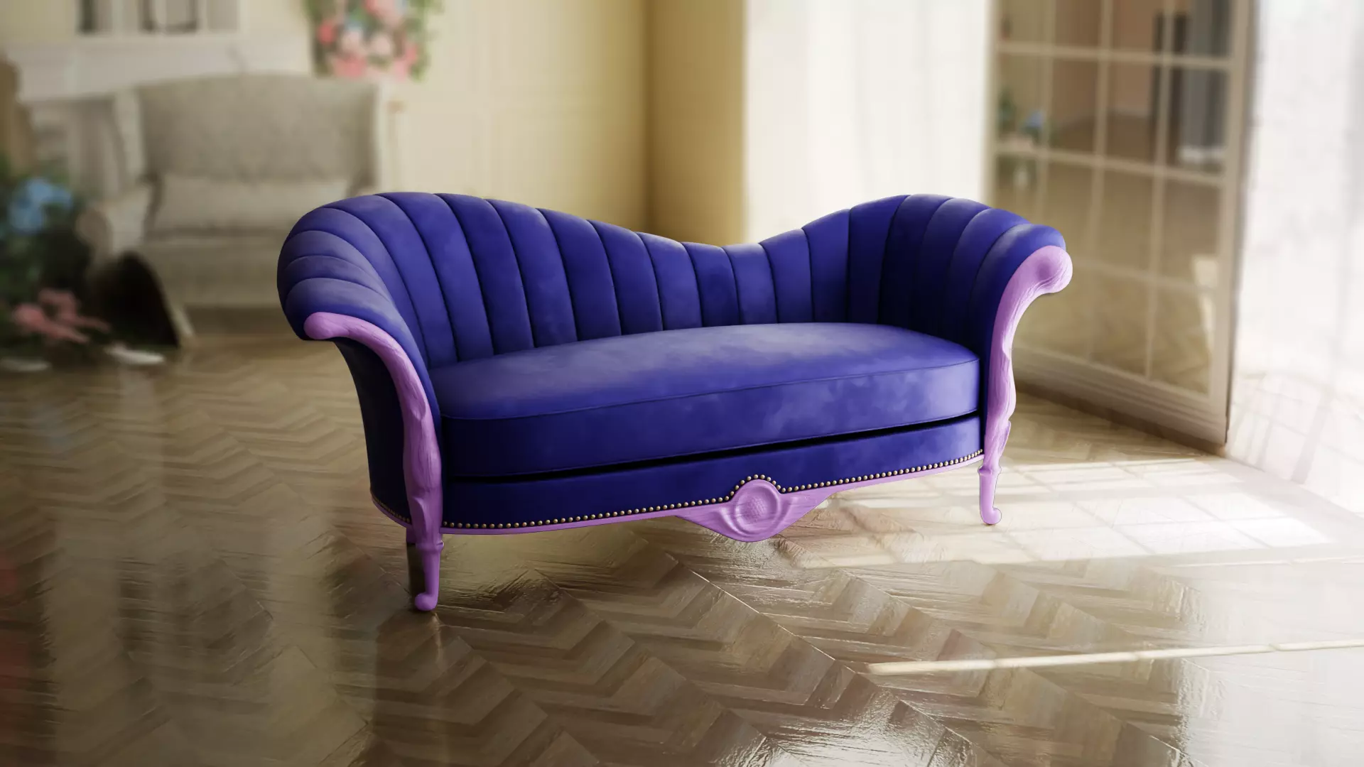 Furniture Sofa Chaise Lounge Low-poly 3D model_0