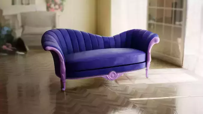 Furniture Sofa Chaise Lounge Low-poly 3D model