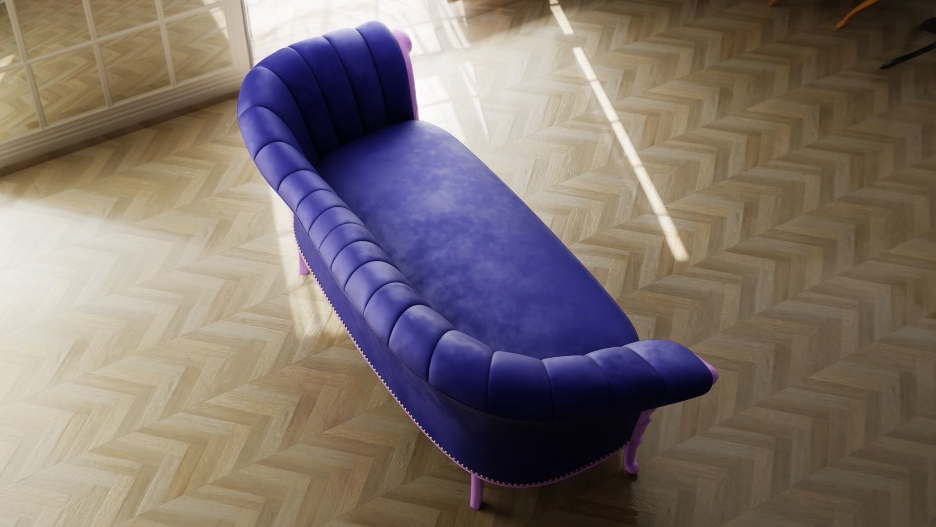 Furniture Sofa Chaise Lounge Low-poly 3D model_2