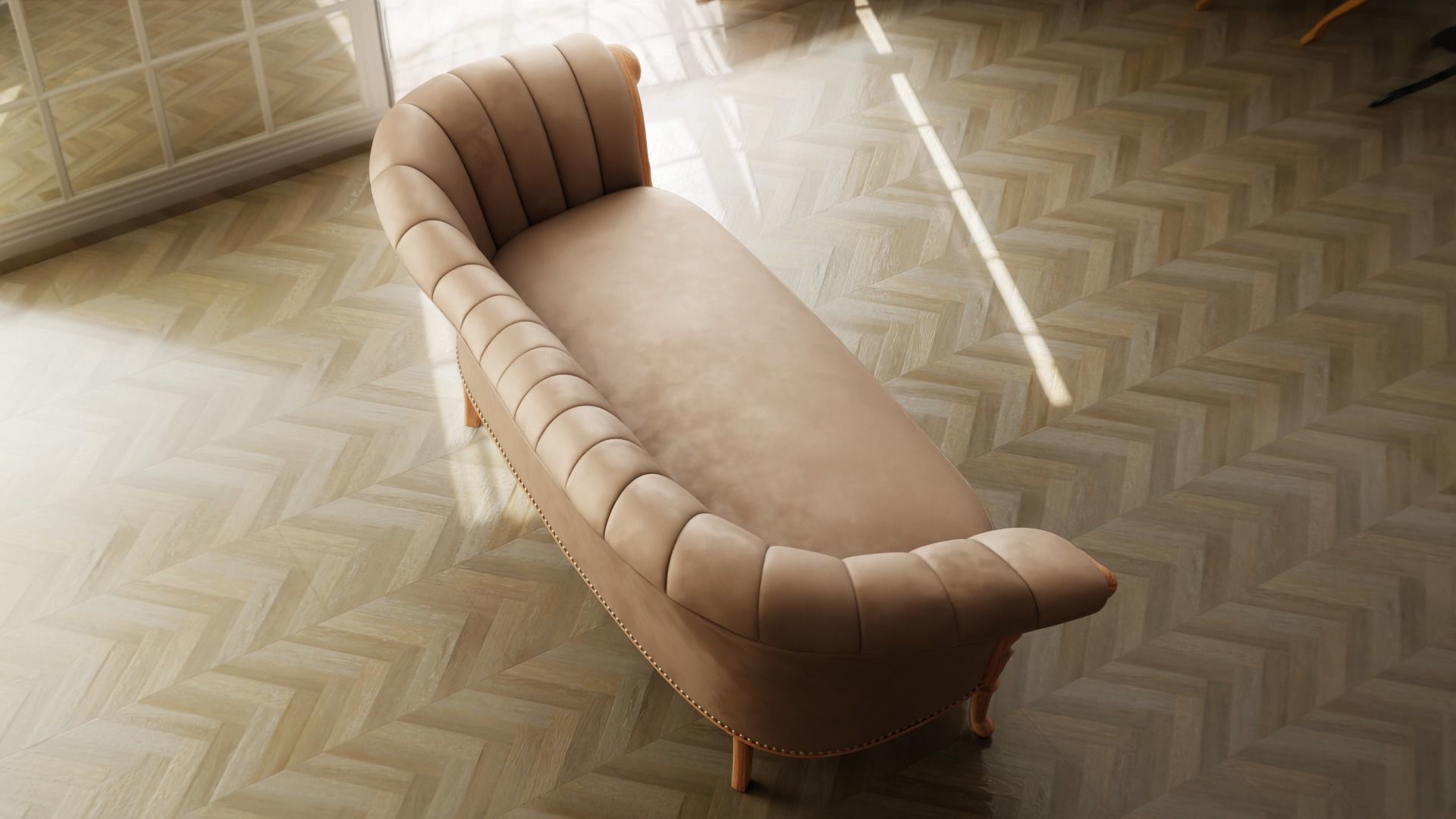 Furniture Sofa Chaise Lounge Low-poly 3D model_3