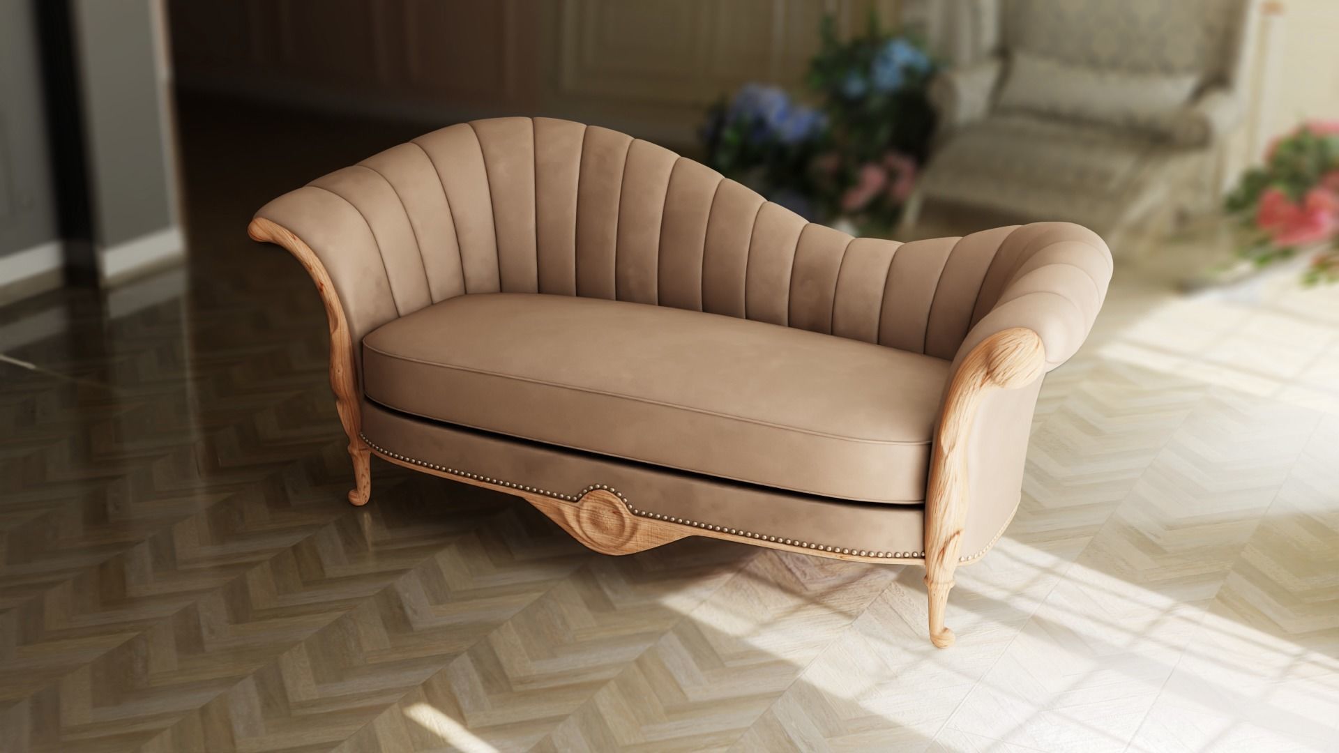 Furniture Sofa Chaise Lounge Low-poly 3D model_1
