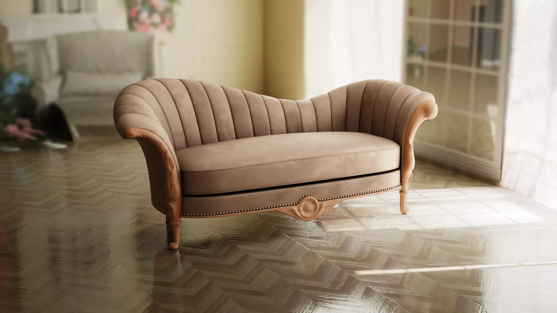 Furniture Sofa Chaise Lounge Low-poly 3D model_0