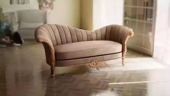 Furniture Sofa Chaise Lounge Low-poly 3D model