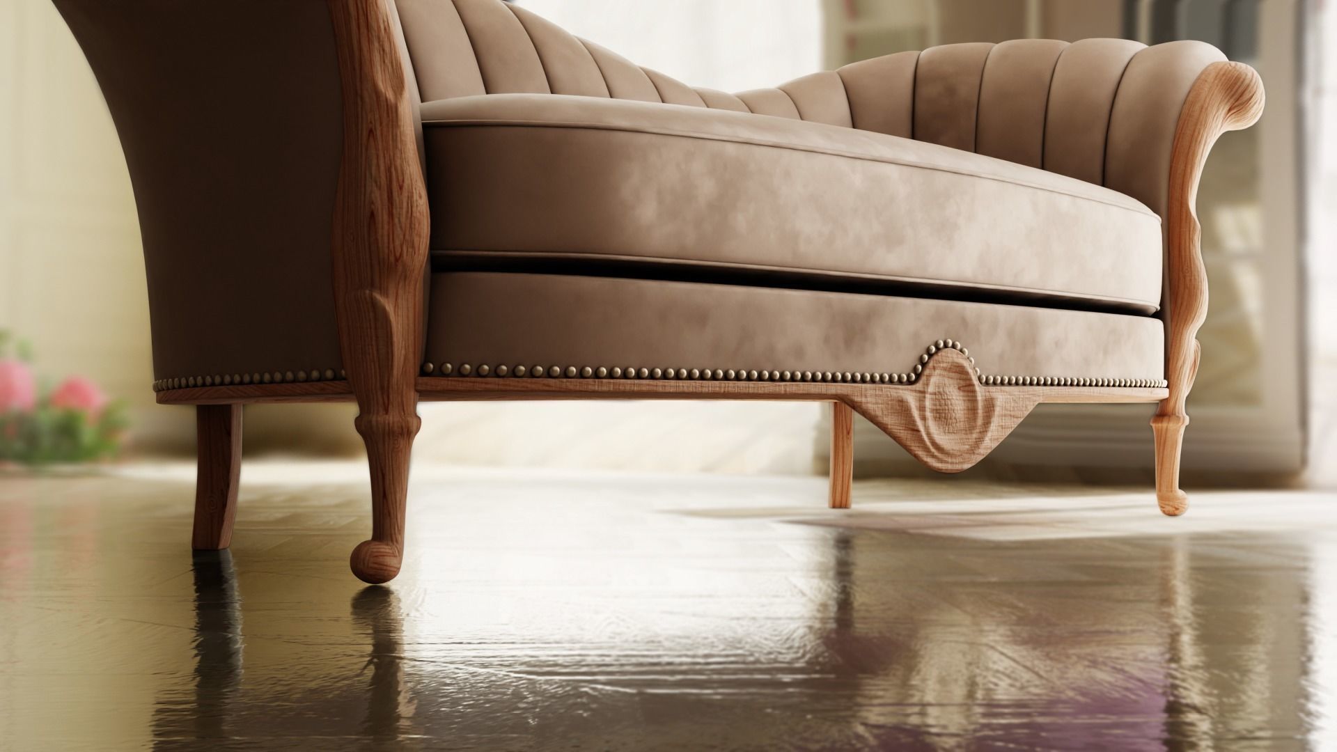 Furniture Sofa Chaise Lounge Low-poly 3D model_4