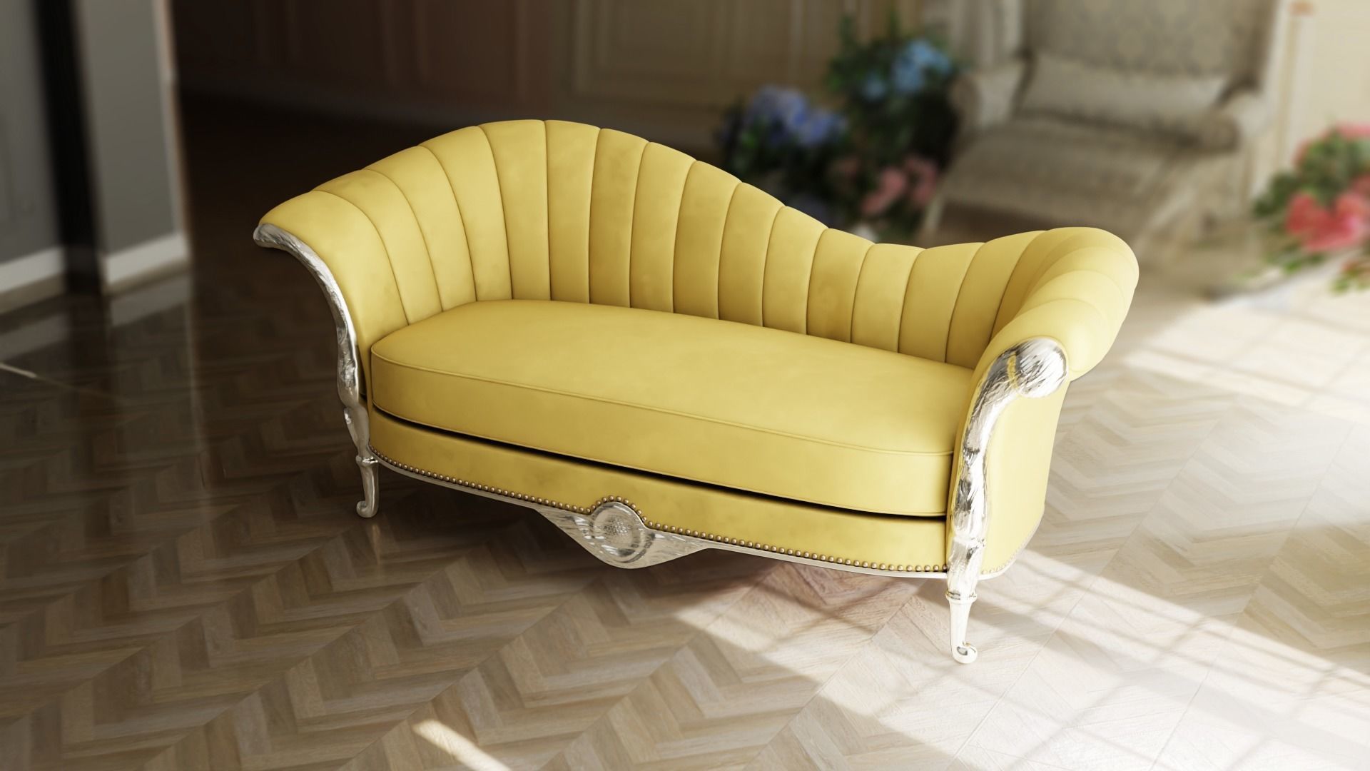 Furniture Sofa Chaise Lounge Low-poly 3D model_1