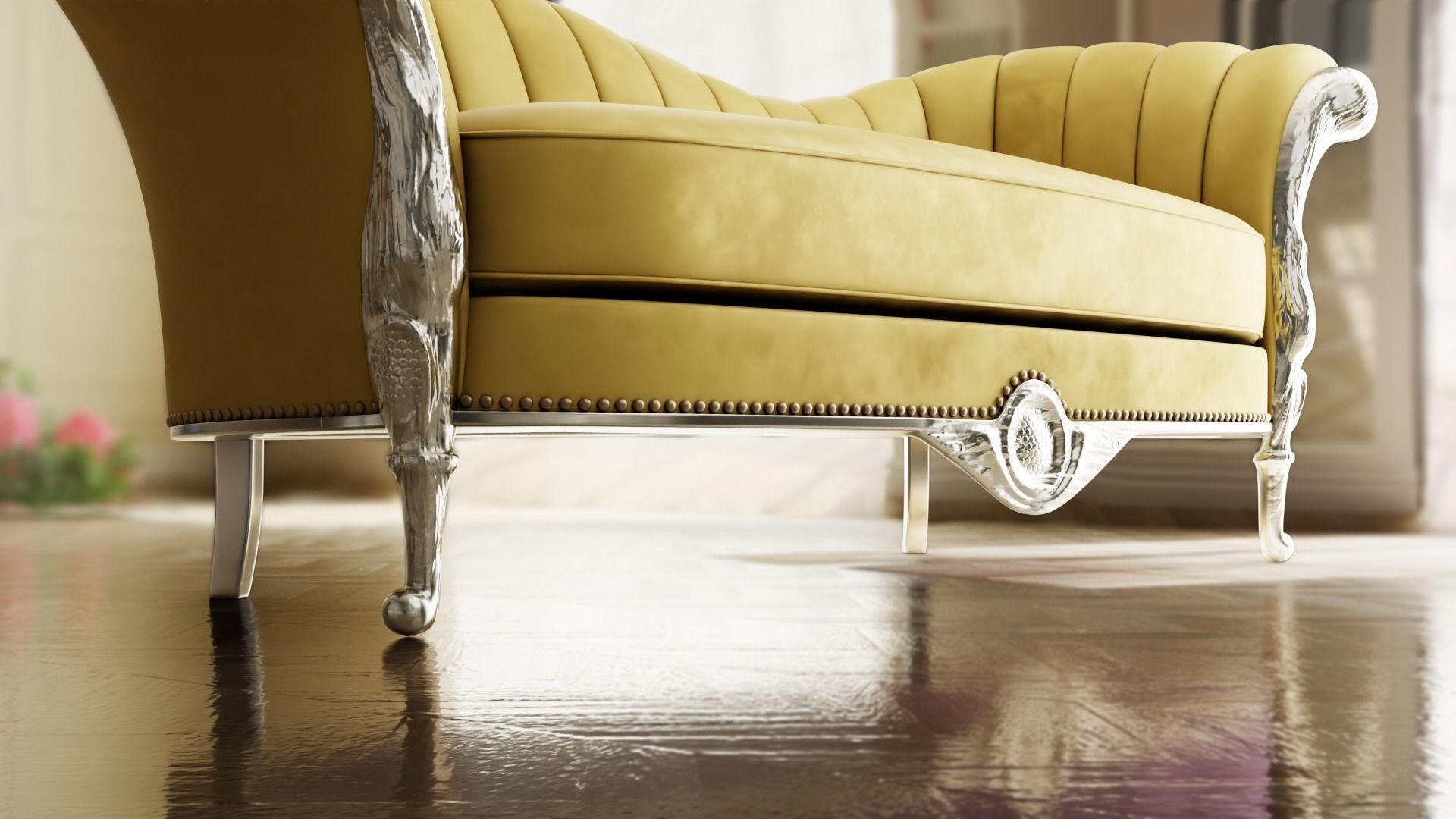 Furniture Sofa Chaise Lounge Low-poly 3D model_4