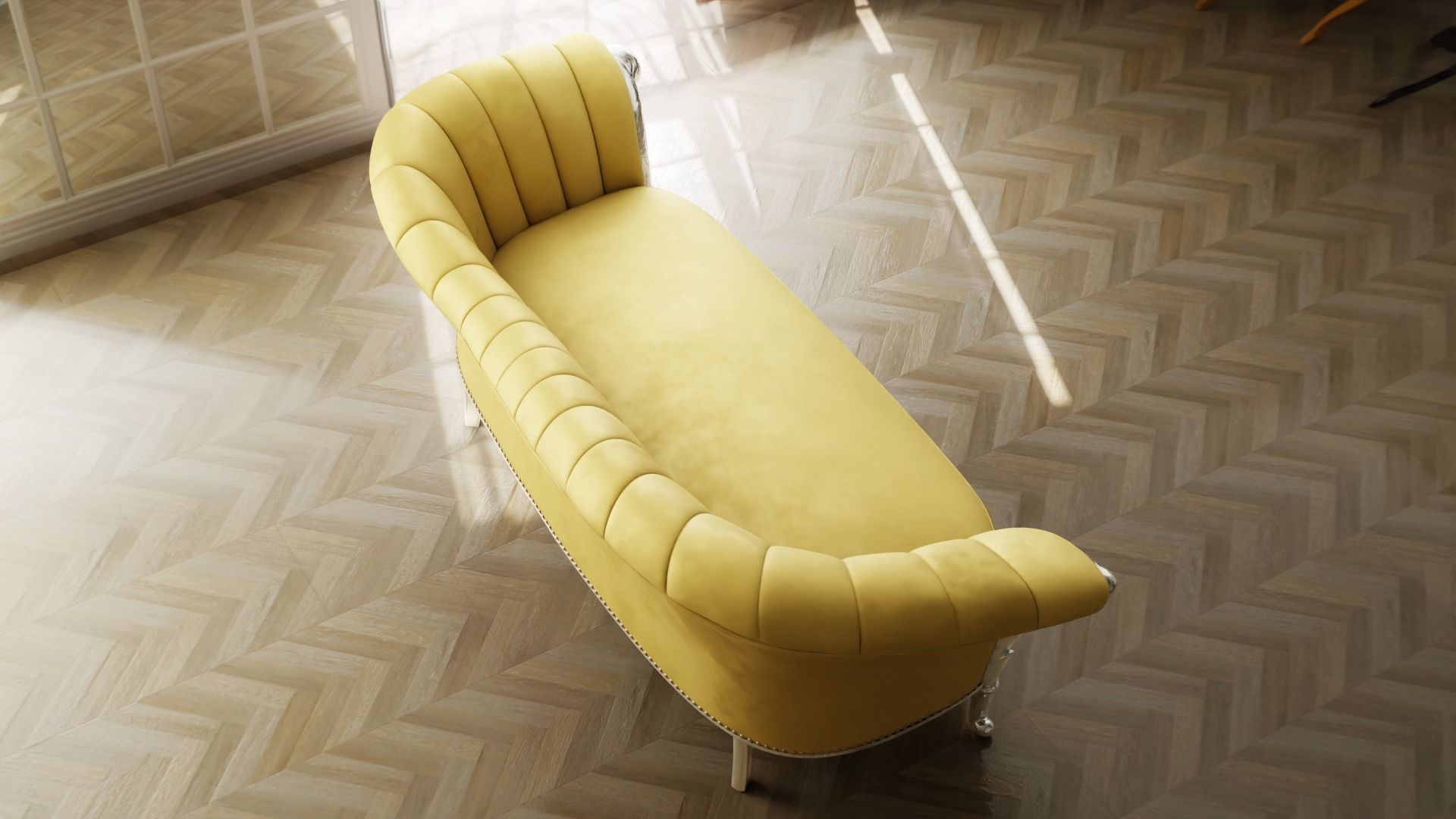 Furniture Sofa Chaise Lounge Low-poly 3D model_2
