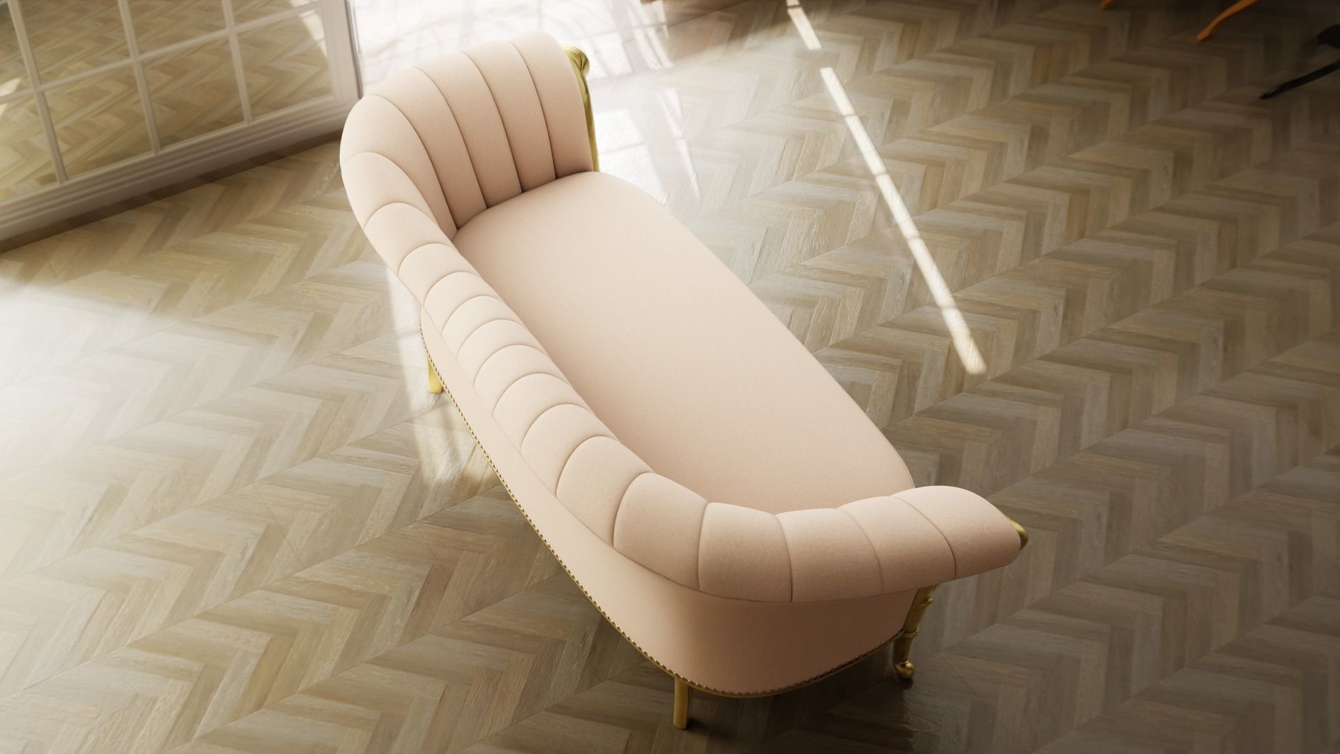 Furniture Sofa Chaise Lounge Low-poly 3D model_2