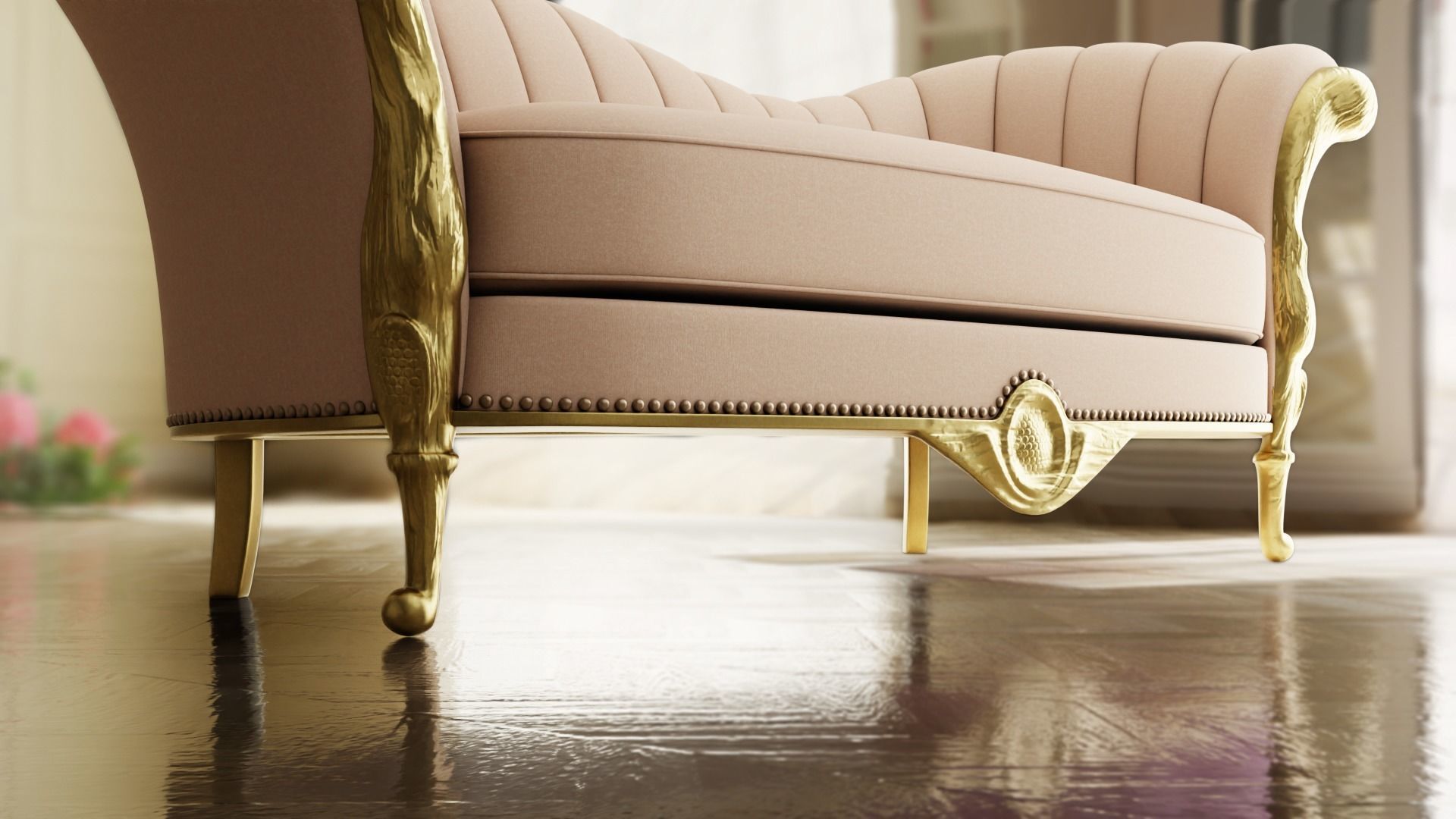 Furniture Sofa Chaise Lounge Low-poly 3D model_4