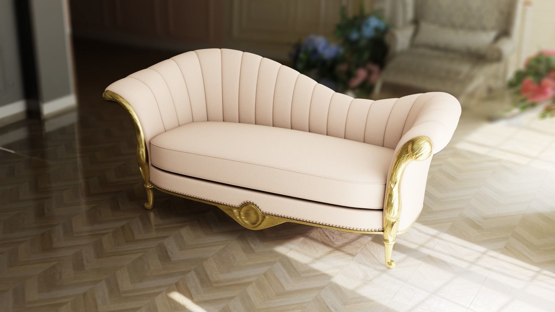 Furniture Sofa Chaise Lounge Low-poly 3D model_1