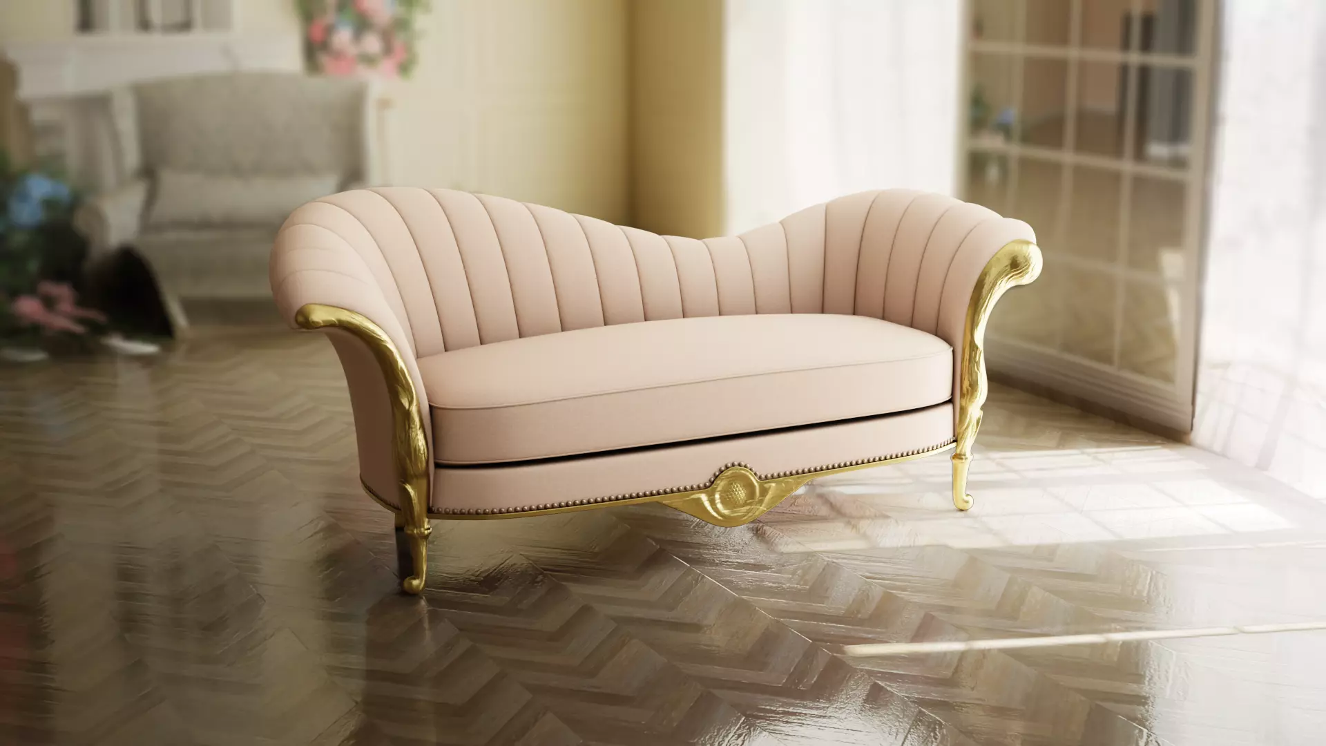 Furniture Sofa Chaise Lounge Low-poly 3D model_0