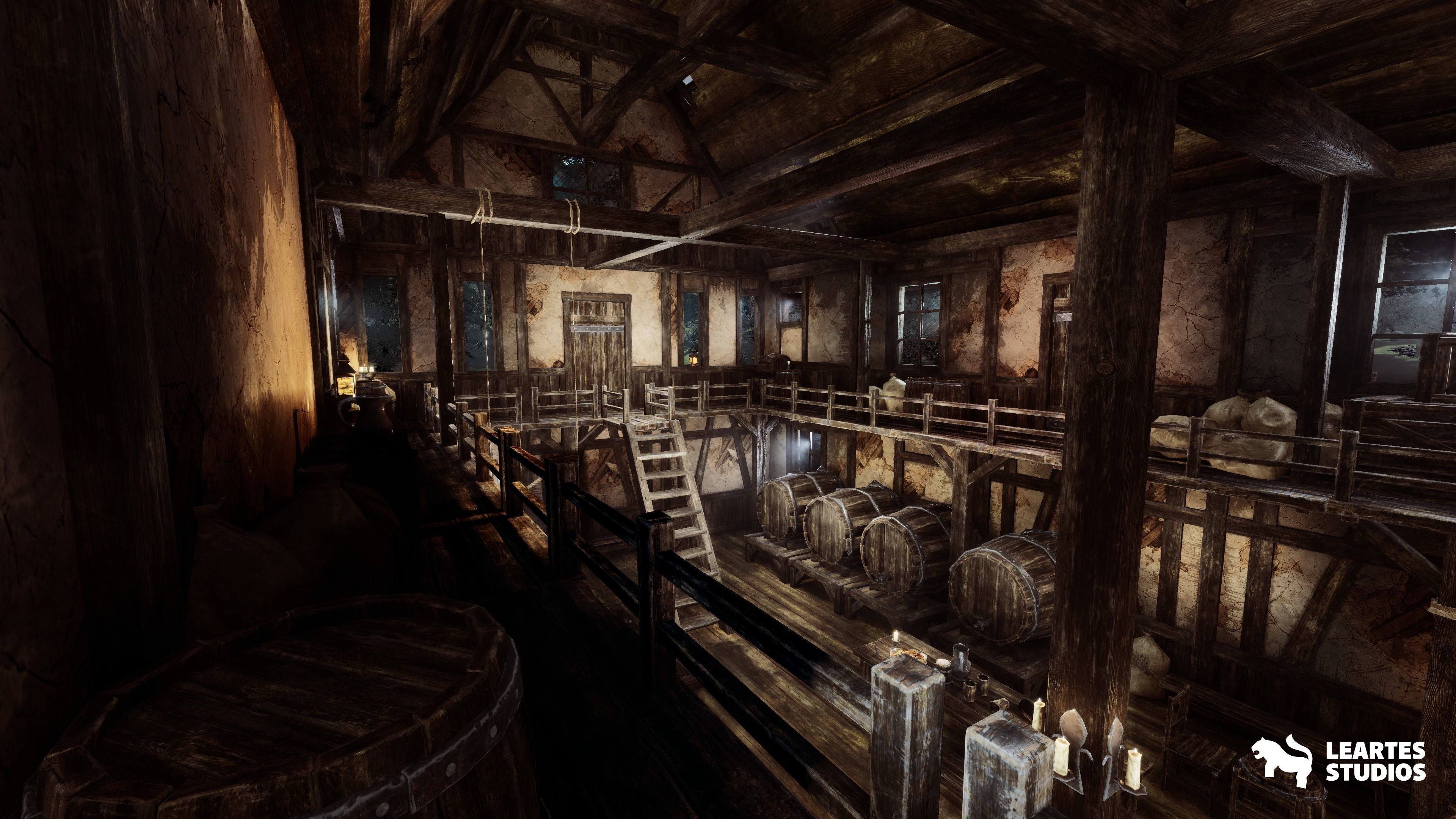 Medieval Tavern-Modular-Medieval Interior Exterior-Medieval Low-poly 3D model_2