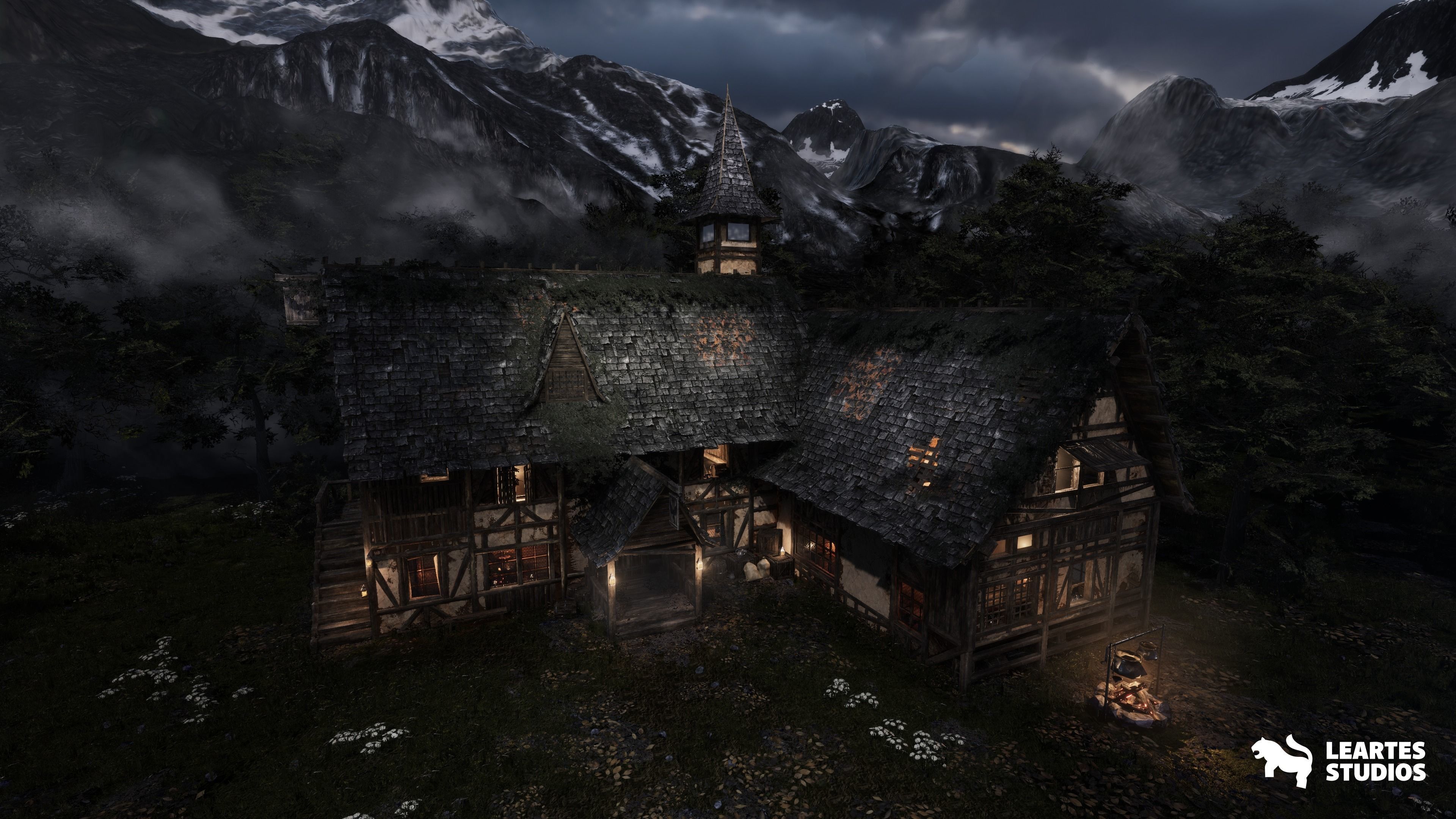 Medieval Tavern-Modular-Medieval Interior Exterior-Medieval Low-poly 3D model_8