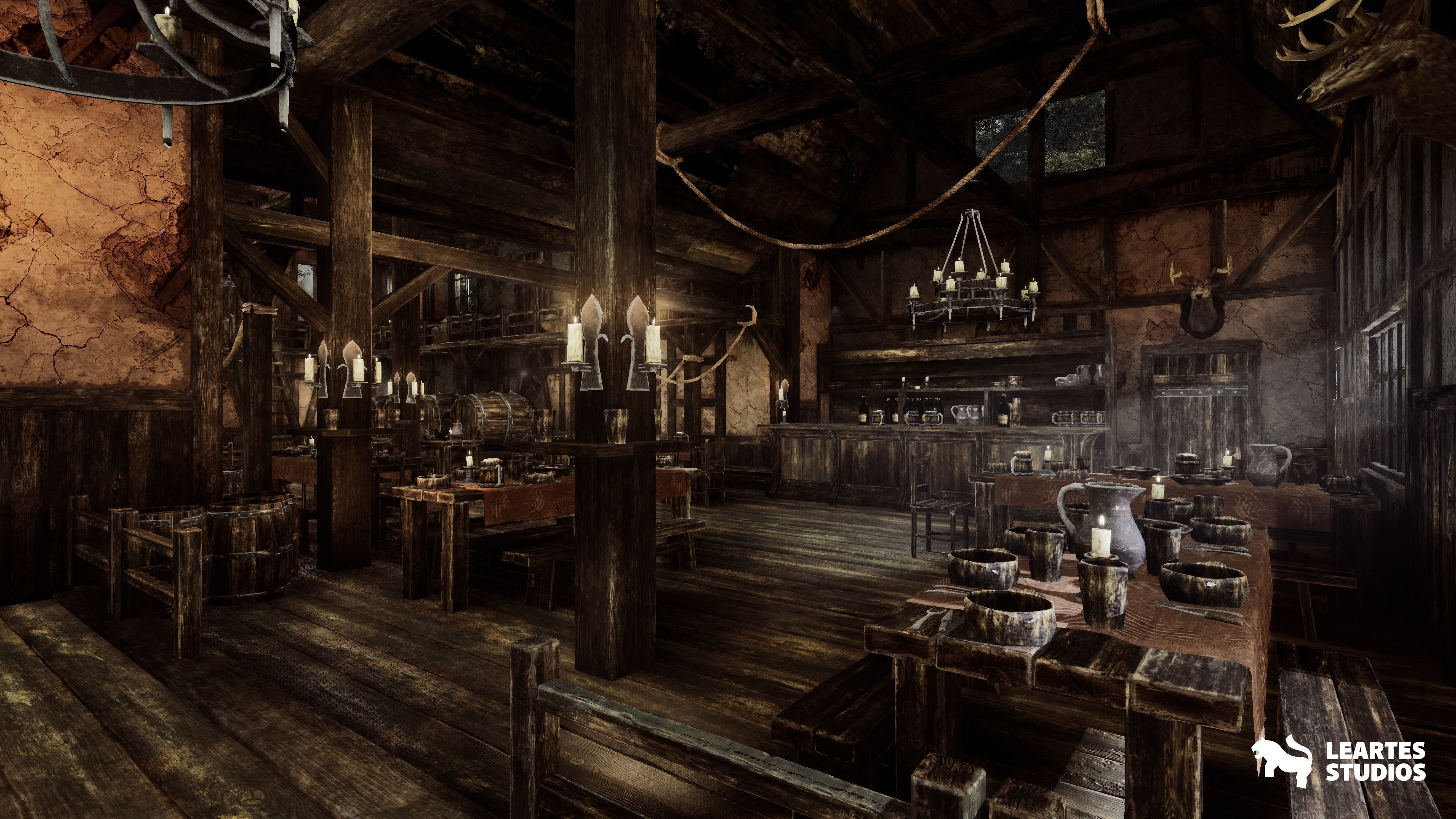 Medieval Tavern-Modular-Medieval Interior Exterior-Medieval Low-poly 3D model_7