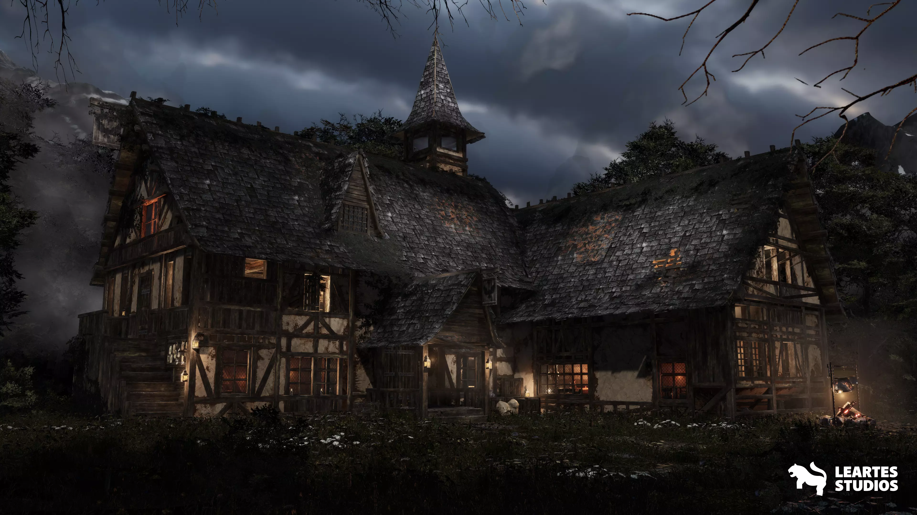 Medieval Tavern-Modular-Medieval Interior Exterior-Medieval Low-poly 3D model_0