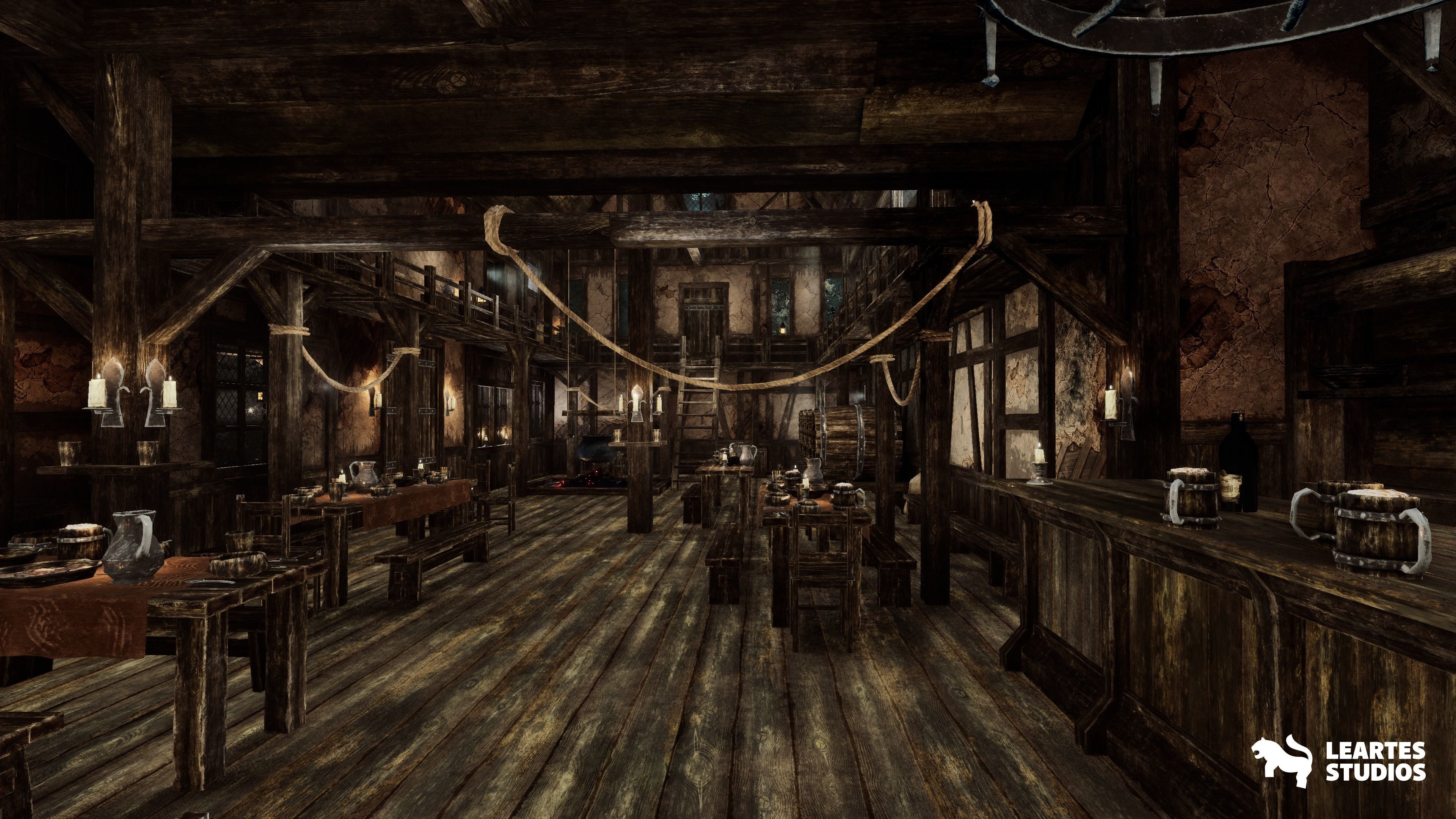 Medieval Tavern-Modular-Medieval Interior Exterior-Medieval Low-poly 3D model_5