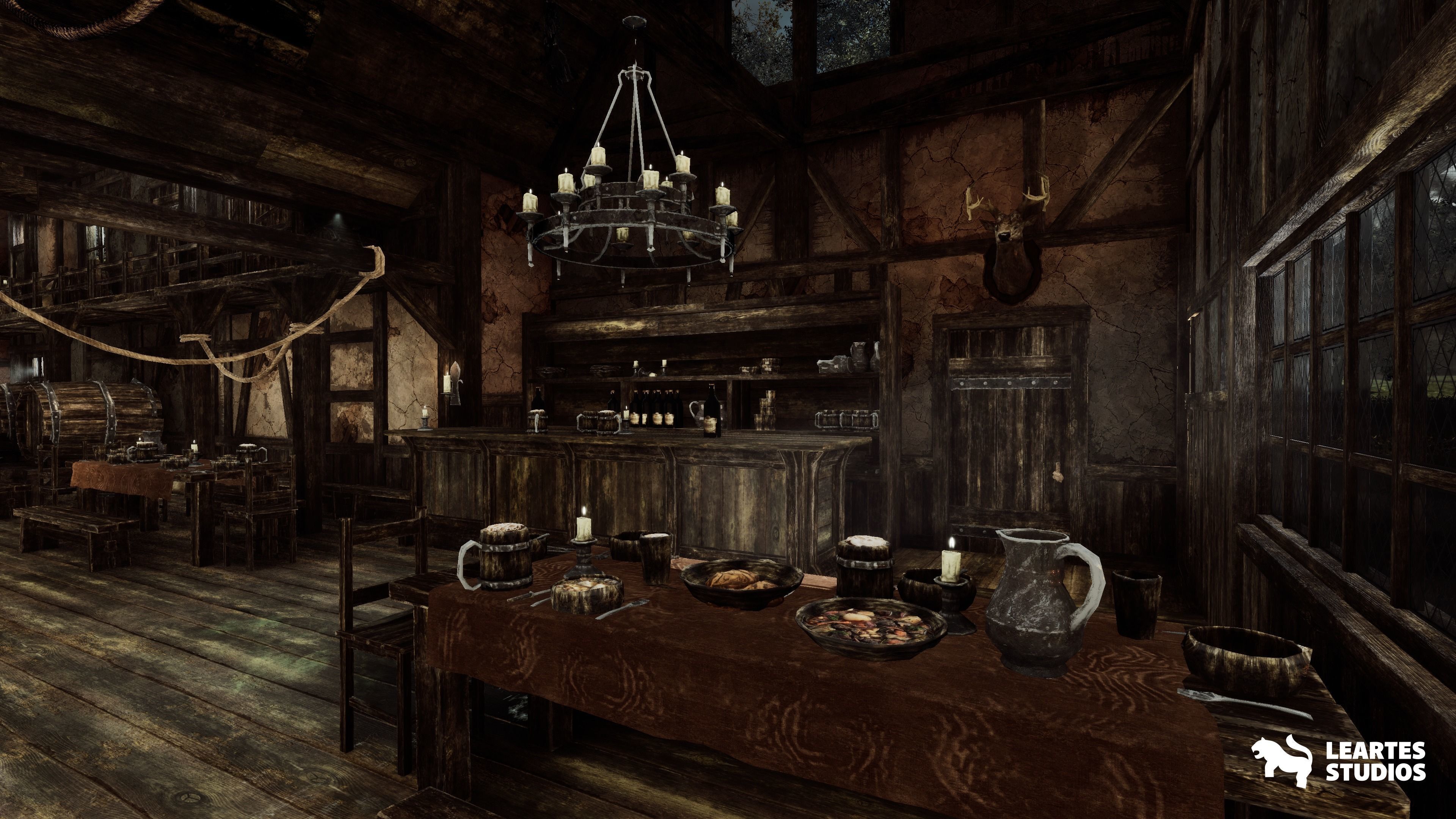Medieval Tavern-Modular-Medieval Interior Exterior-Medieval Low-poly 3D model_6