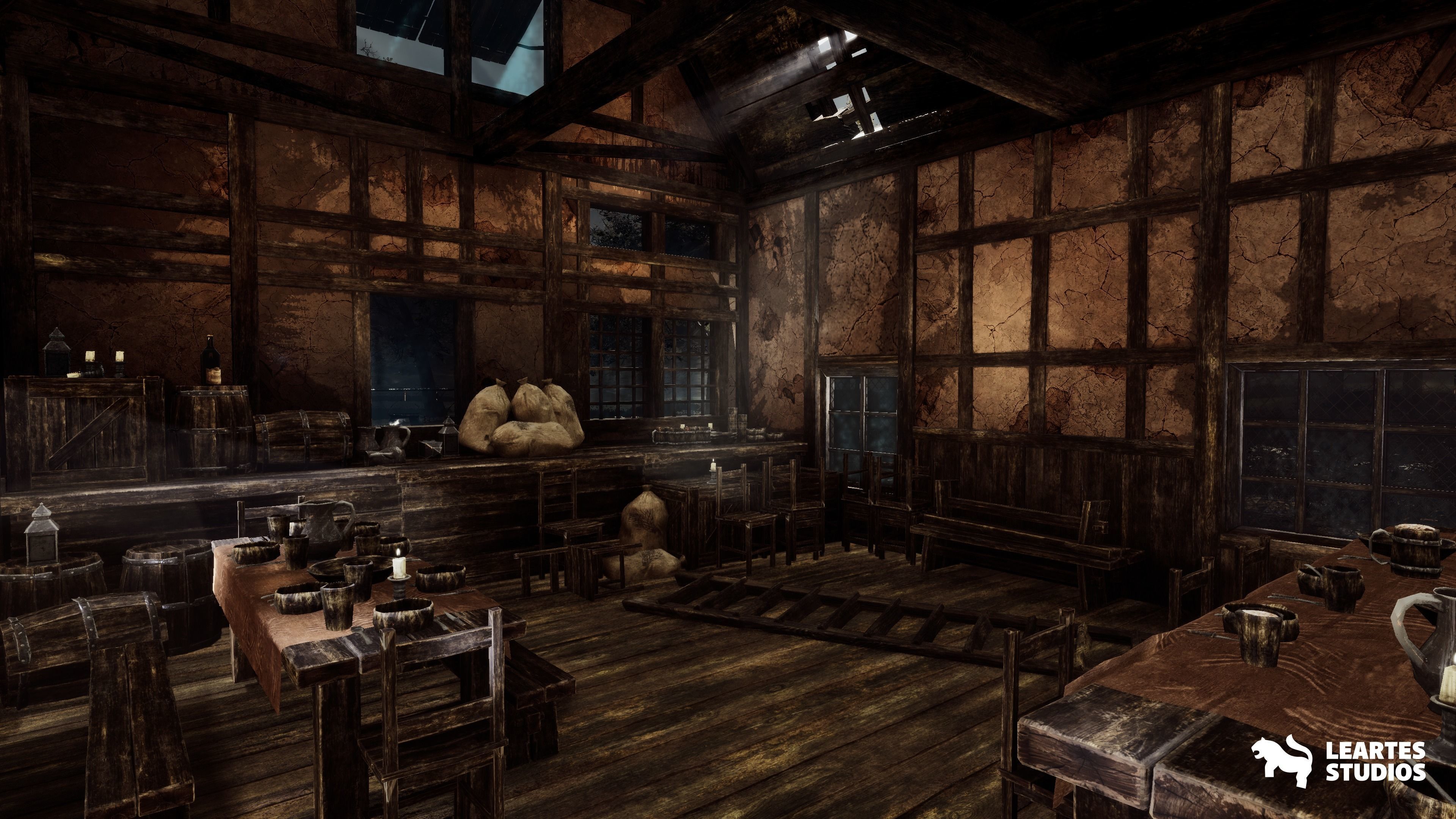 Medieval Tavern-Modular-Medieval Interior Exterior-Medieval Low-poly 3D model_9