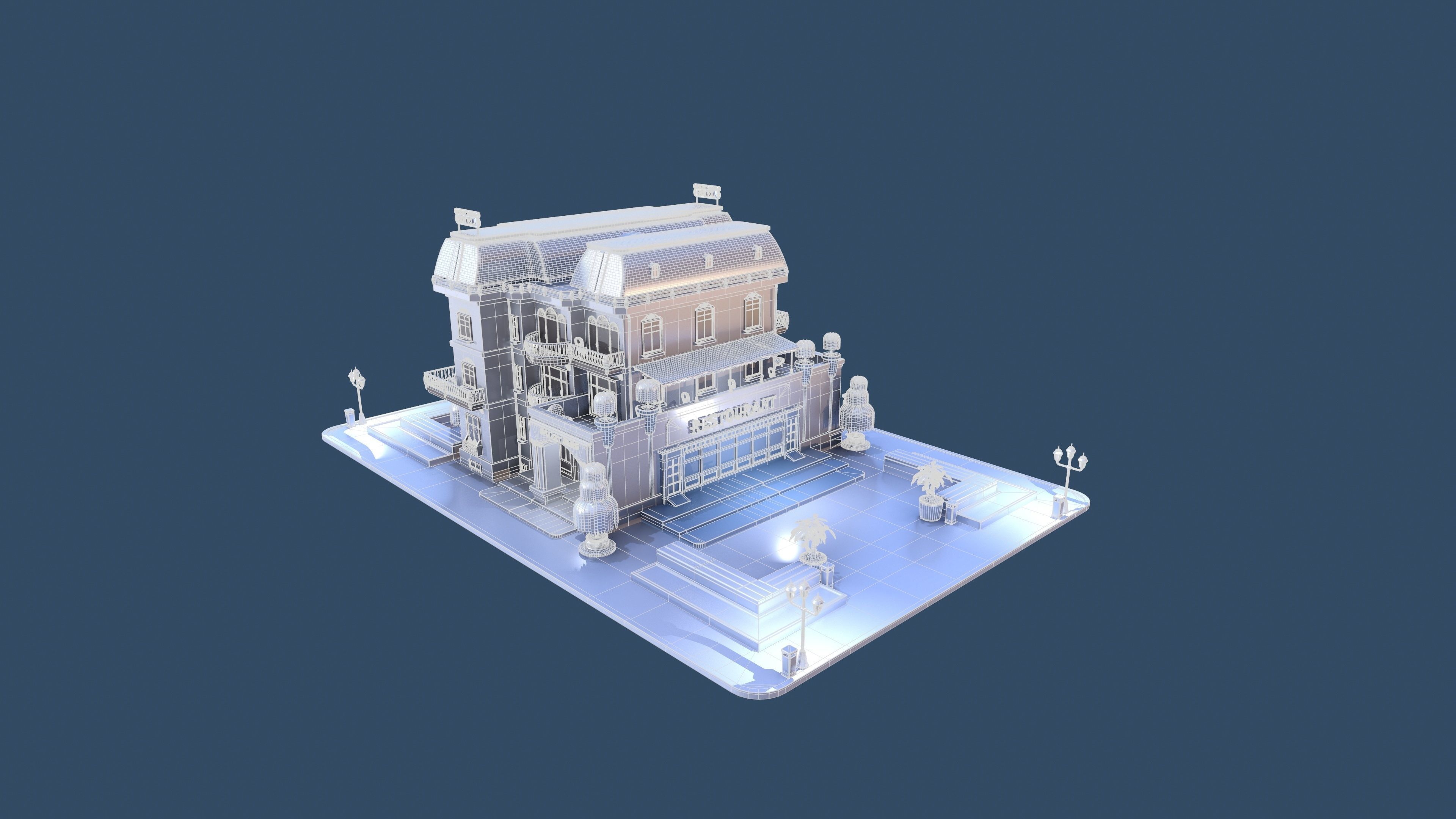 Model STYLIZED BUILDING Hotel 2 3D model_4
