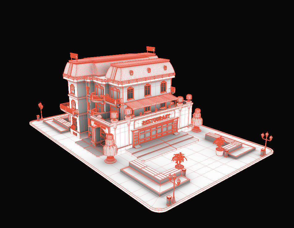 Model STYLIZED BUILDING Hotel 2 3D model_3