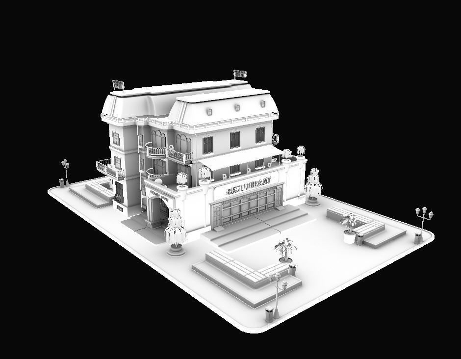 Model STYLIZED BUILDING Hotel 2 3D model_2