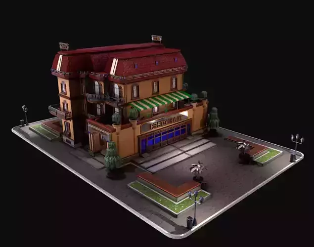 Model STYLIZED BUILDING Hotel 2 3D model Model STYLIZED BUILDING Hotel 2 3D model