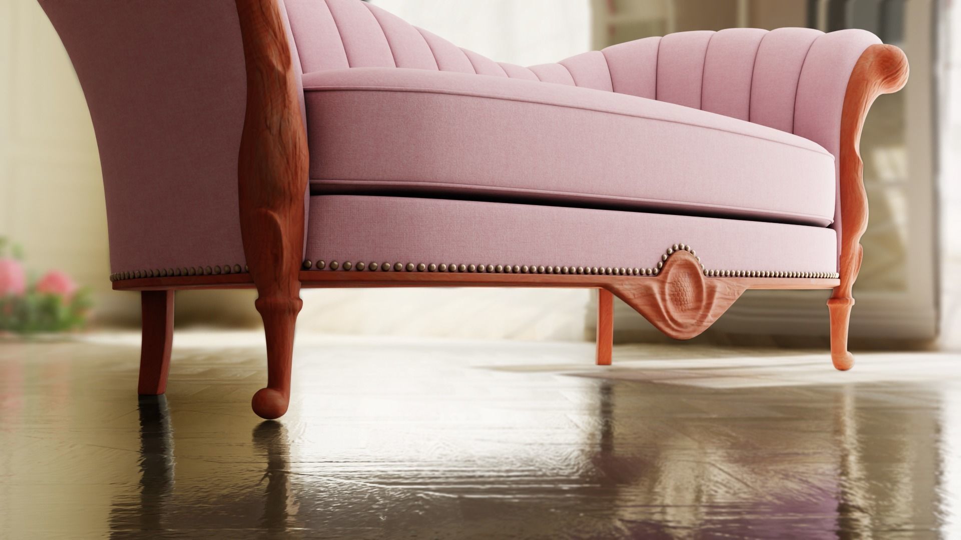 Furniture Sofa Chaise Lounge Low-poly 3D model_4
