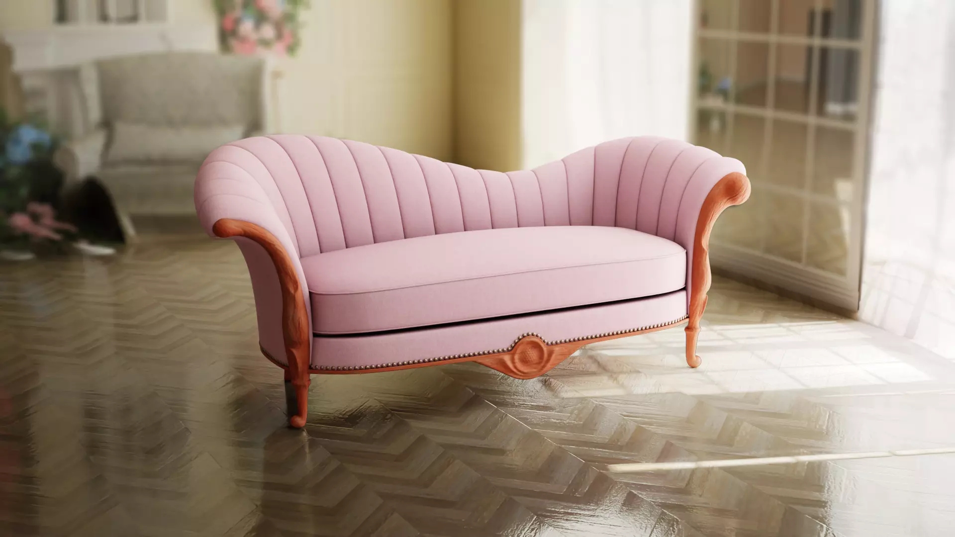 Furniture Sofa Chaise Lounge Low-poly 3D model_0