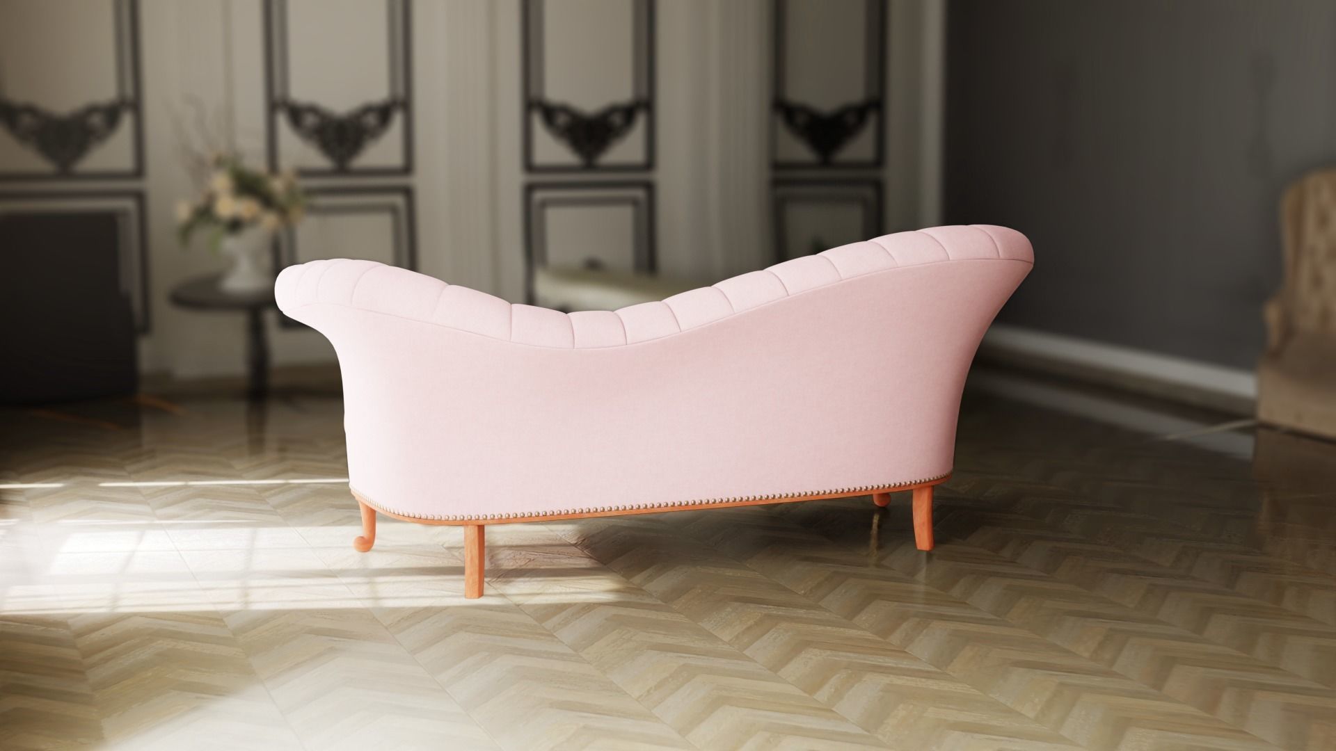 Furniture Sofa Chaise Lounge Low-poly 3D model_3