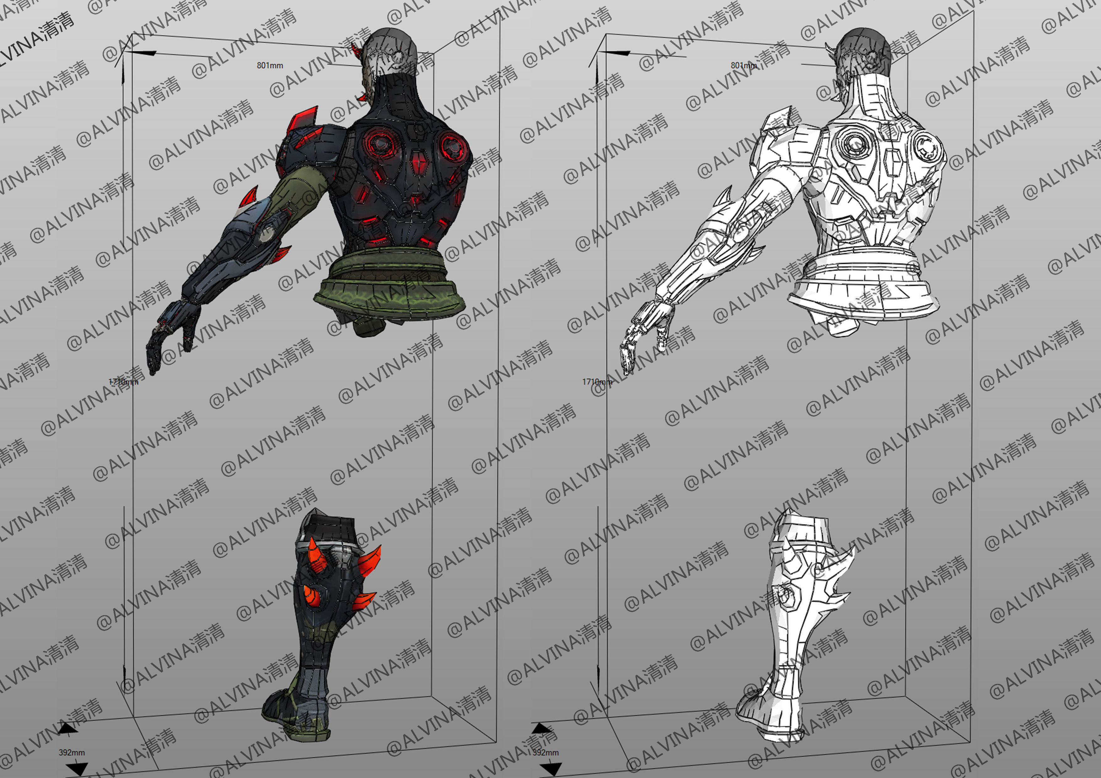Overwatch Genji Onimusha Armor - DIY Cosplay Pepakura Foam Low-poly 3D model_4