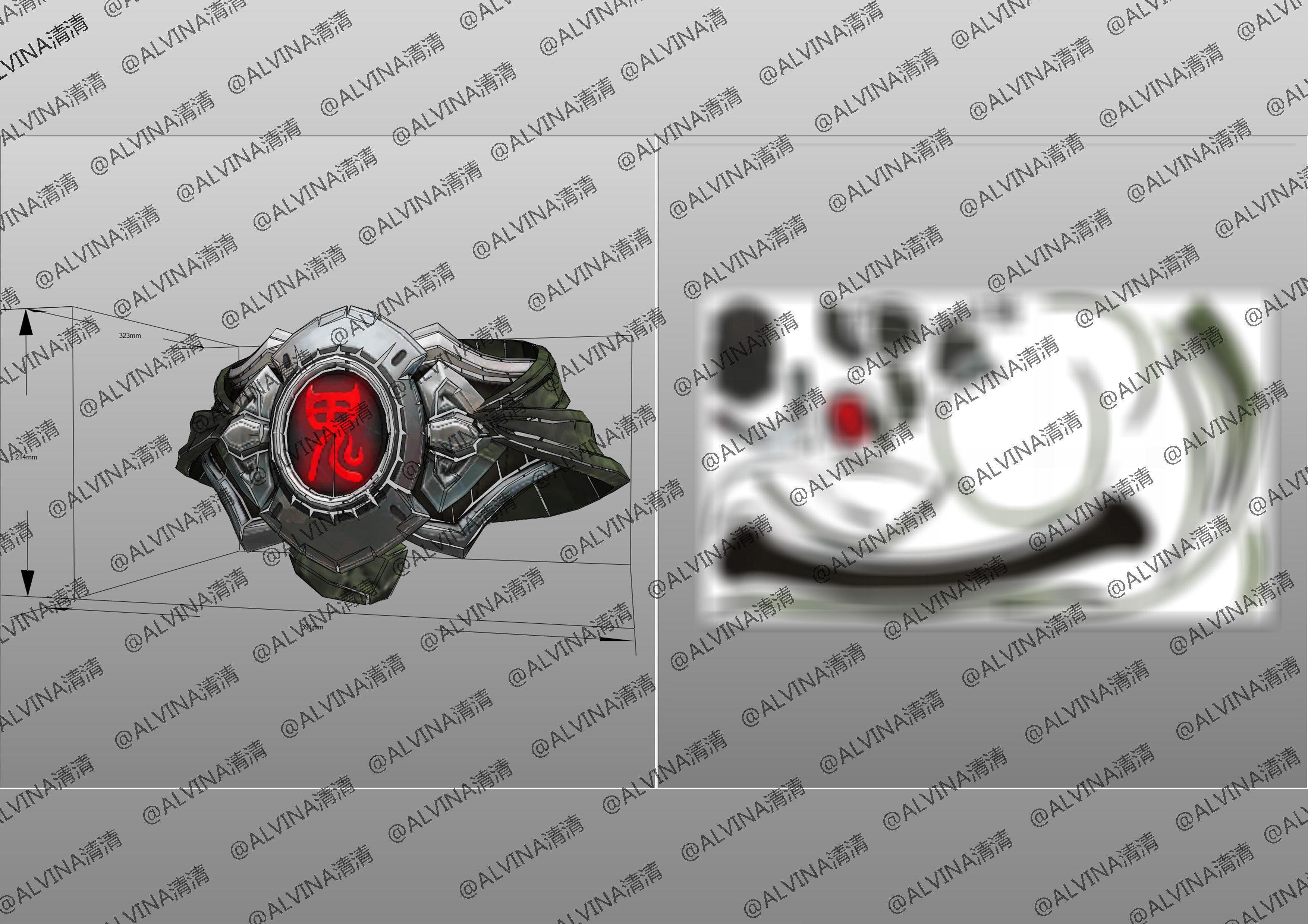 Overwatch Genji Onimusha Armor - DIY Cosplay Pepakura Foam Low-poly 3D model_17