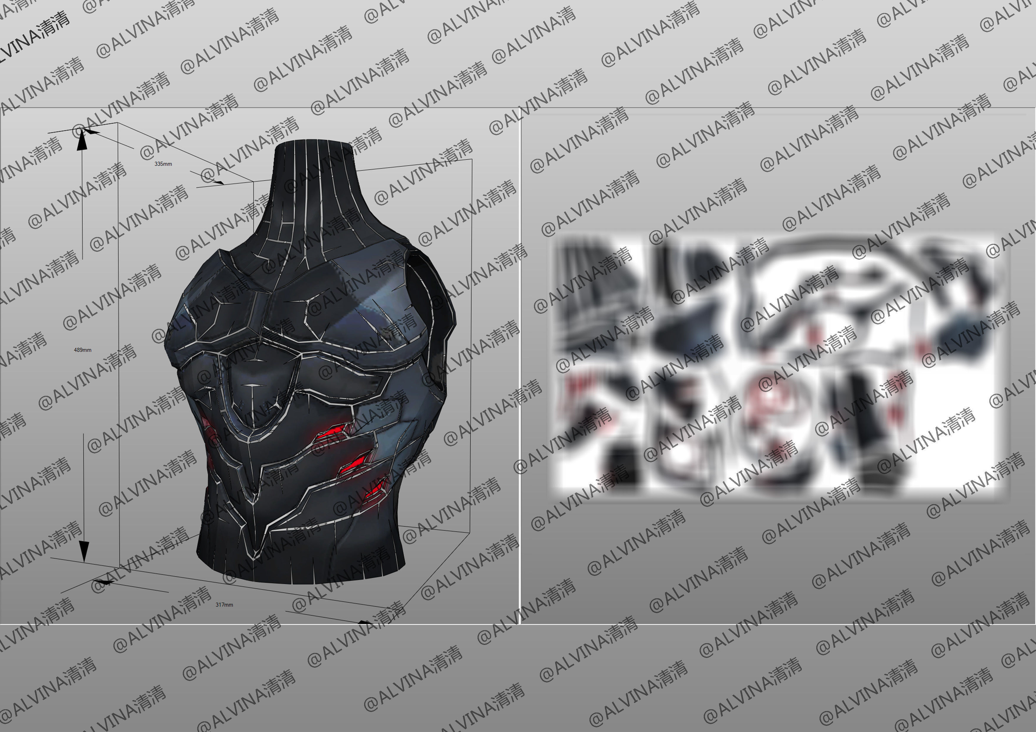 Overwatch Genji Onimusha Armor - DIY Cosplay Pepakura Foam Low-poly 3D model_15