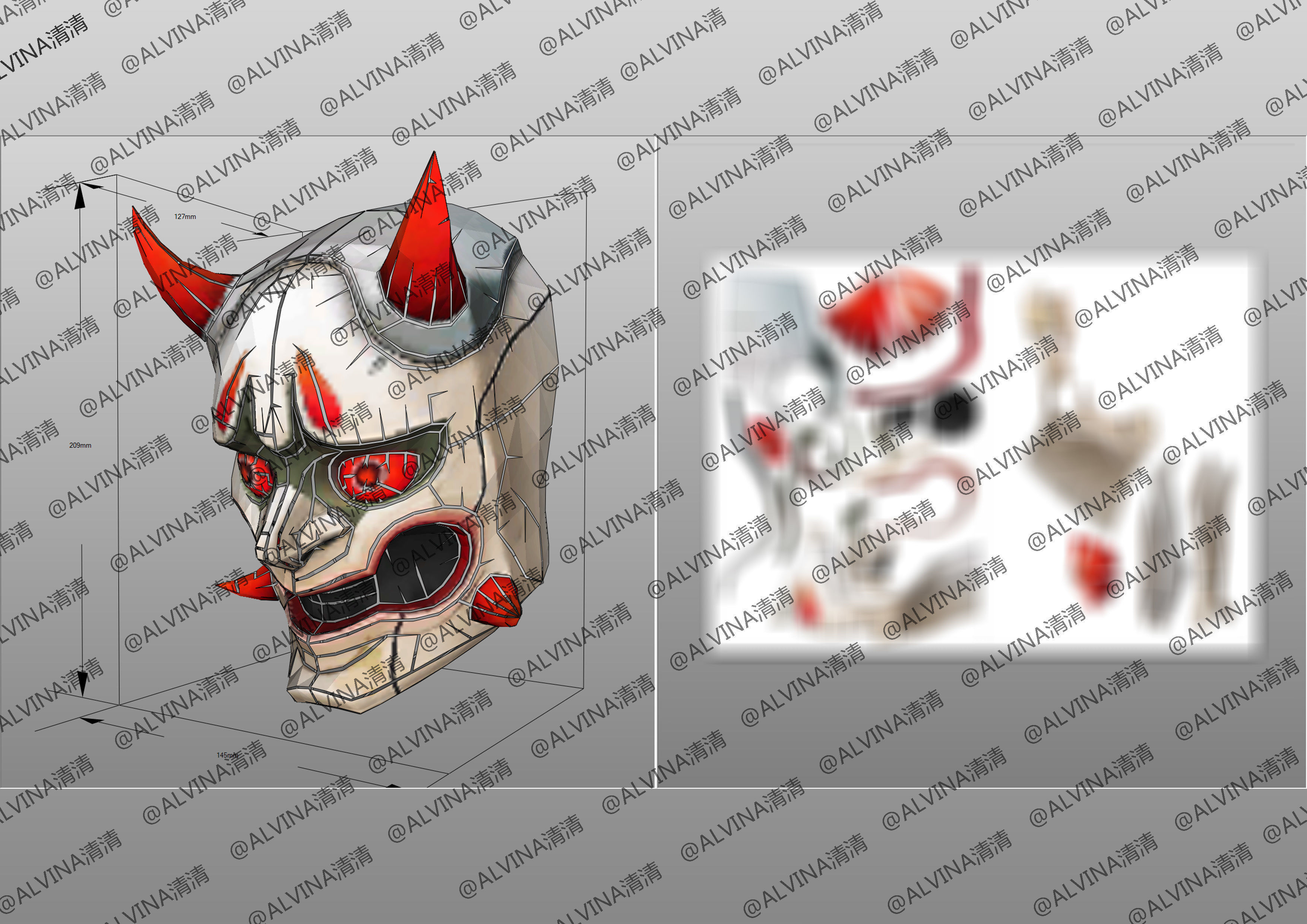 Overwatch Genji Onimusha Armor - DIY Cosplay Pepakura Foam Low-poly 3D model_11