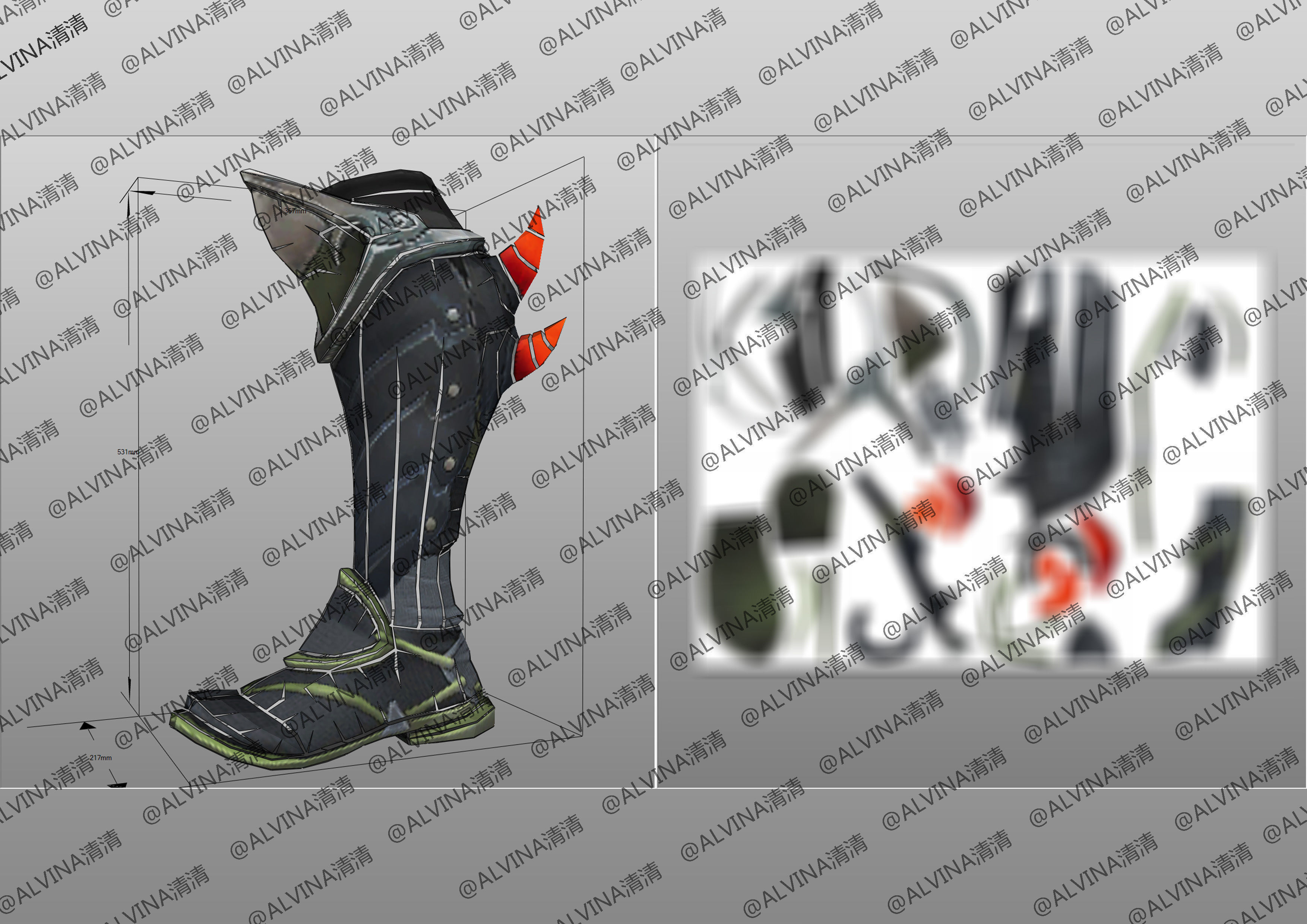 Overwatch Genji Onimusha Armor - DIY Cosplay Pepakura Foam Low-poly 3D model_21