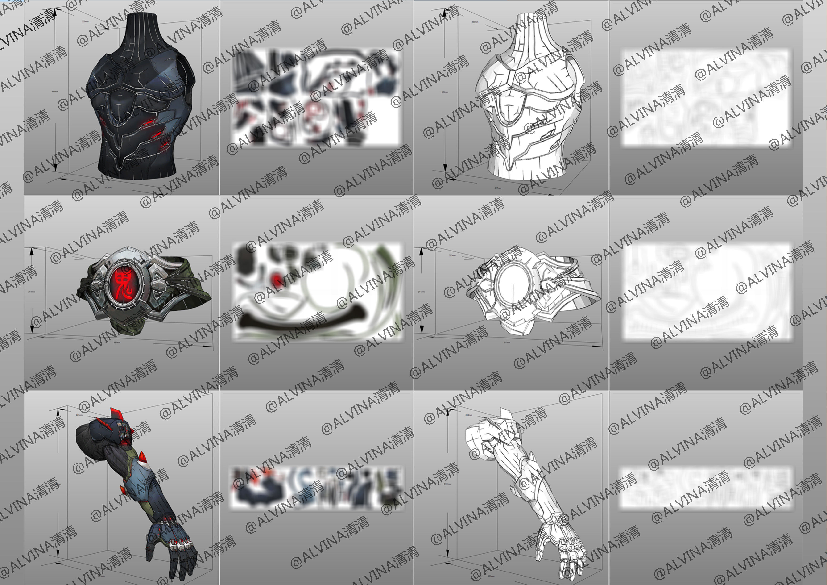 Overwatch Genji Onimusha Armor - DIY Cosplay Pepakura Foam Low-poly 3D model_6