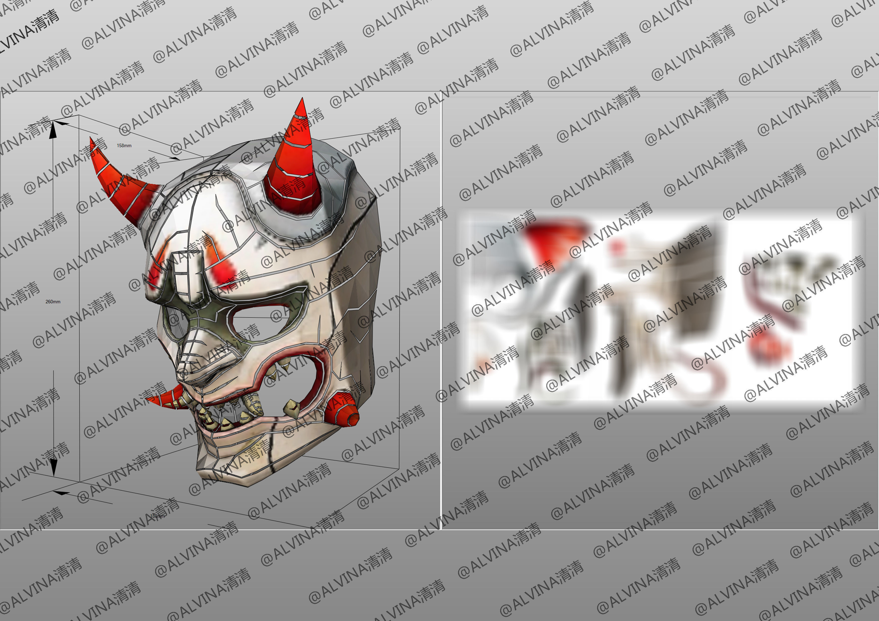 Overwatch Genji Onimusha Armor - DIY Cosplay Pepakura Foam Low-poly 3D model_13