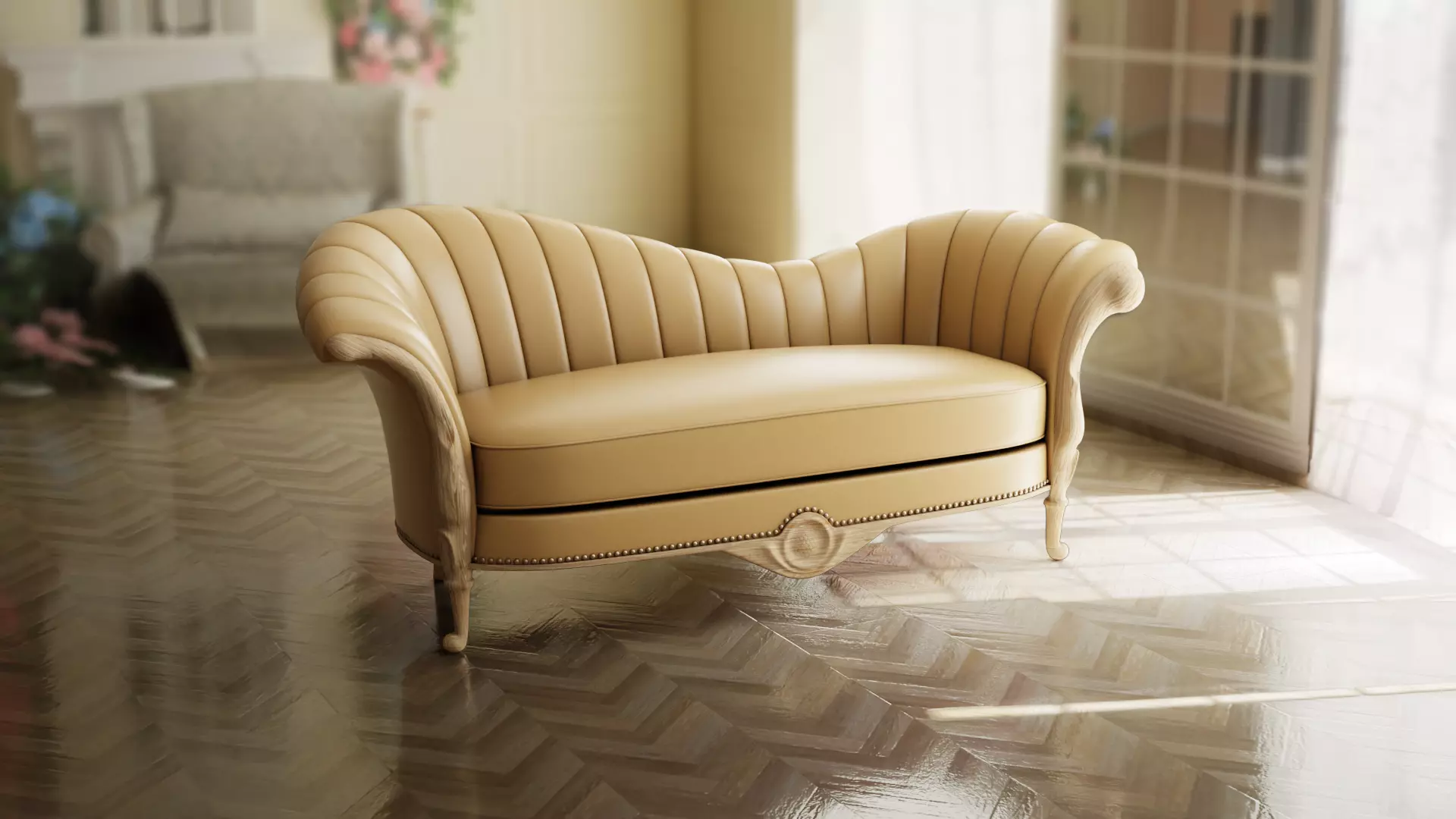 Furniture Sofa Chaise Lounge Low-poly 3D model_0
